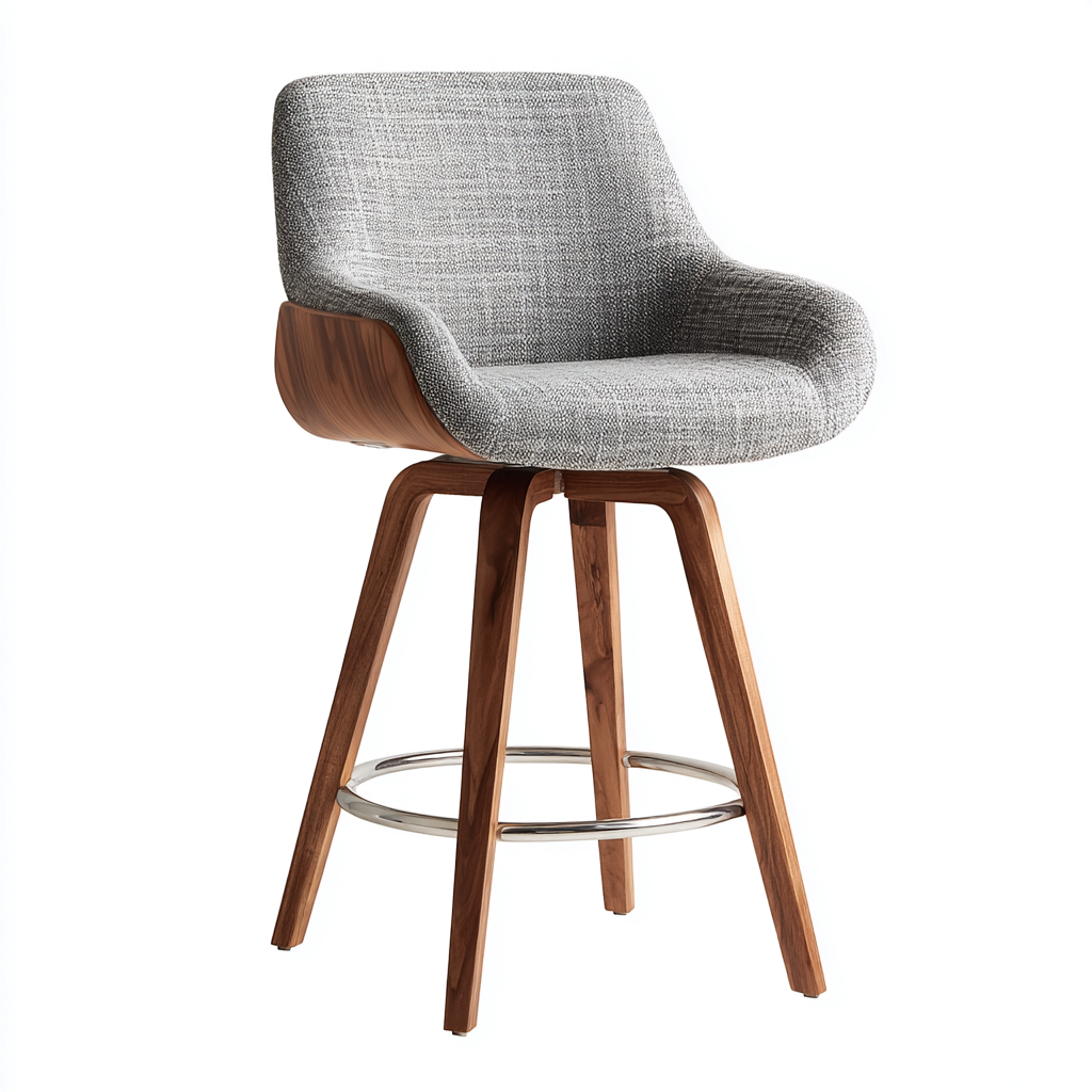 Sgabello da bar imbottito con struttura in legno 52x55x98 cm - grigio-marrone - stile moderno-Dengethut