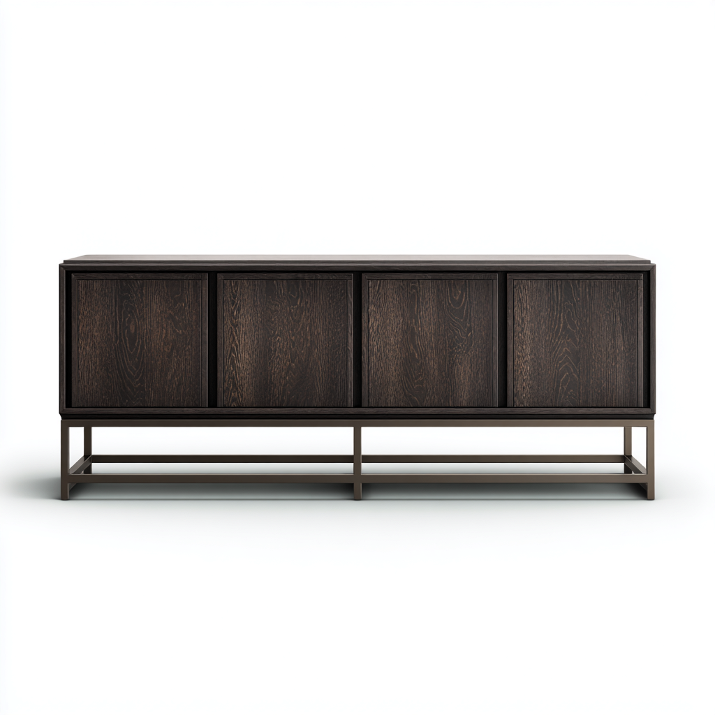 Credenza in legno con 4 ante 180x45x75 cm - marrone scuro - design moderno-Dengethut
