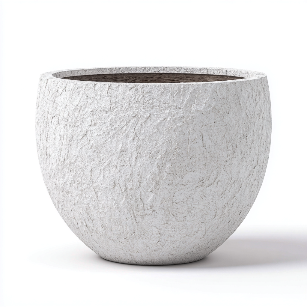 Vaso per piante rotondo da esterno 55x55x45 cm - bianco - per giardino - design moderno-Dengethut