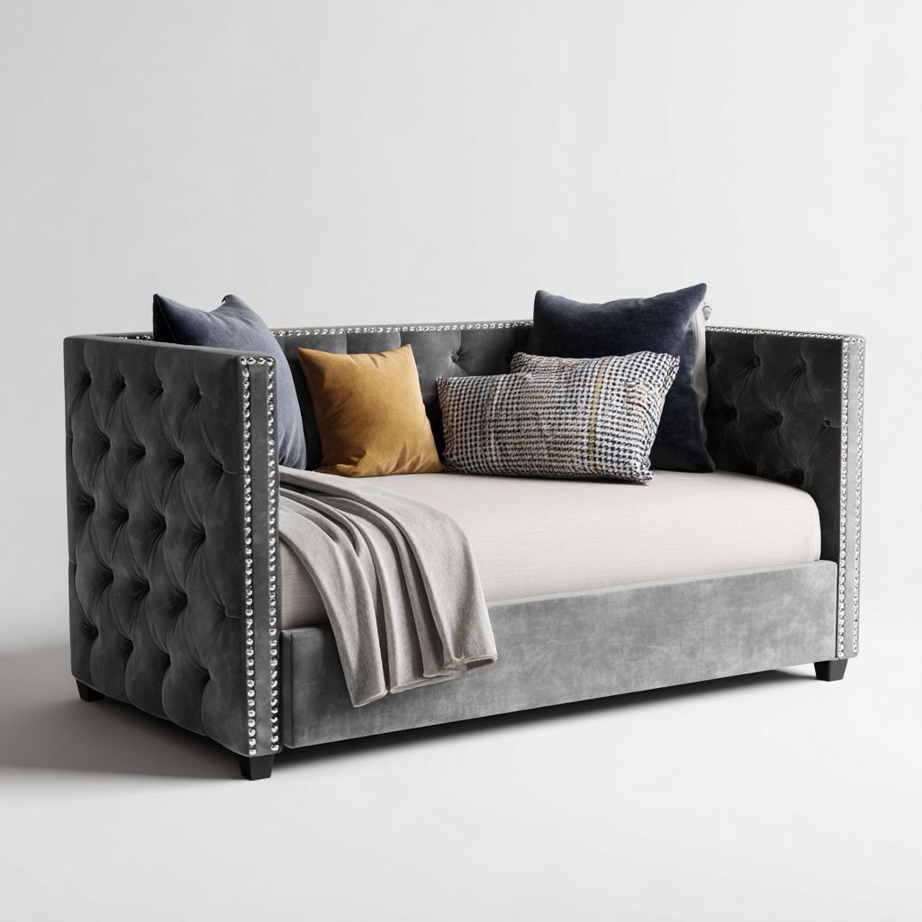 Divano letto 175x90x80 cm - grigio - design elegante-Dengethut
