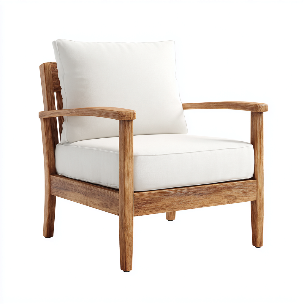 Sedia da pranzo da esterno in legno con seduta imbottita 62x65x78 cm - bianco-marrone - per giardino - design moderno-Dengethut