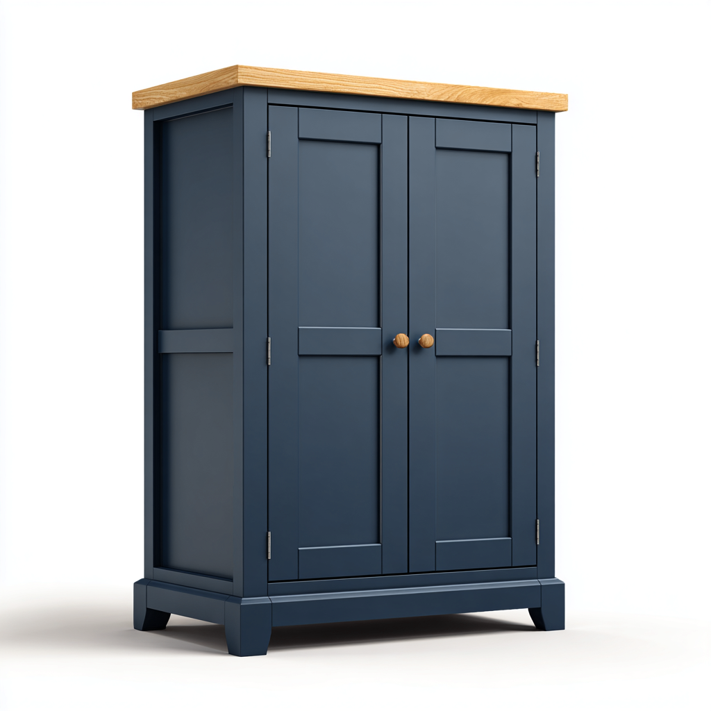 Armadio 90x50x170 cm - blu-marrone - per camera da letto e soggiorno - design moderno-Dengethut