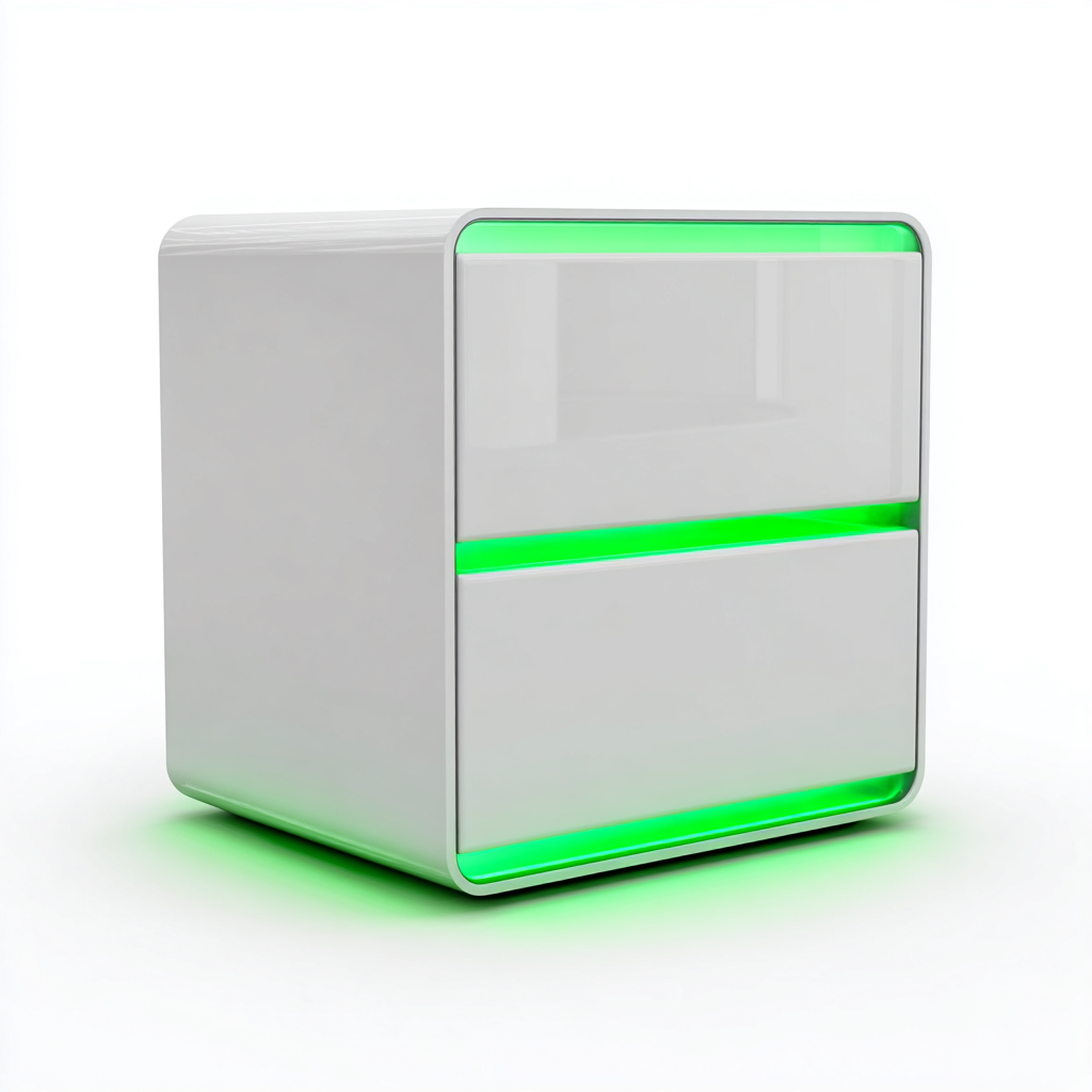 Comodino 45x40x50 cm - bianco-verde - per camera da letto - design moderno-Dengethut