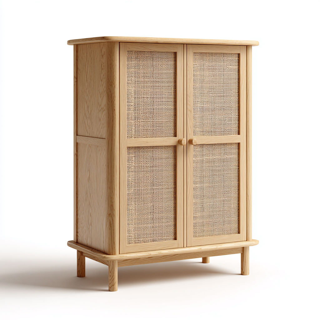 Armadio in legno 80x45x160 cm - marrone - per camera da letto e soggiorno - design naturale-Dengethut