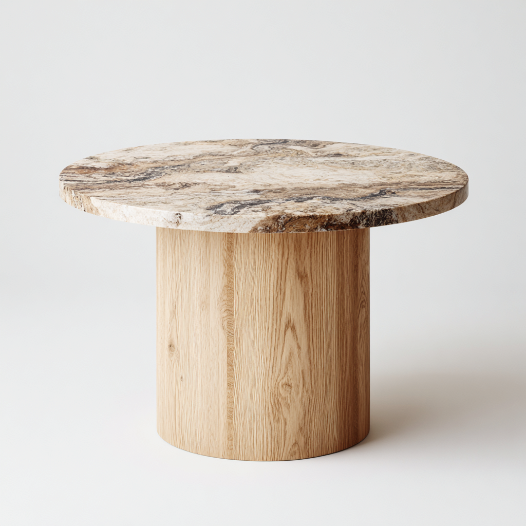 Tavolo da pranzo legno pietra 130x130x75 cm - naturale - per sala da pranzo - design contemporaneo-Dengethut