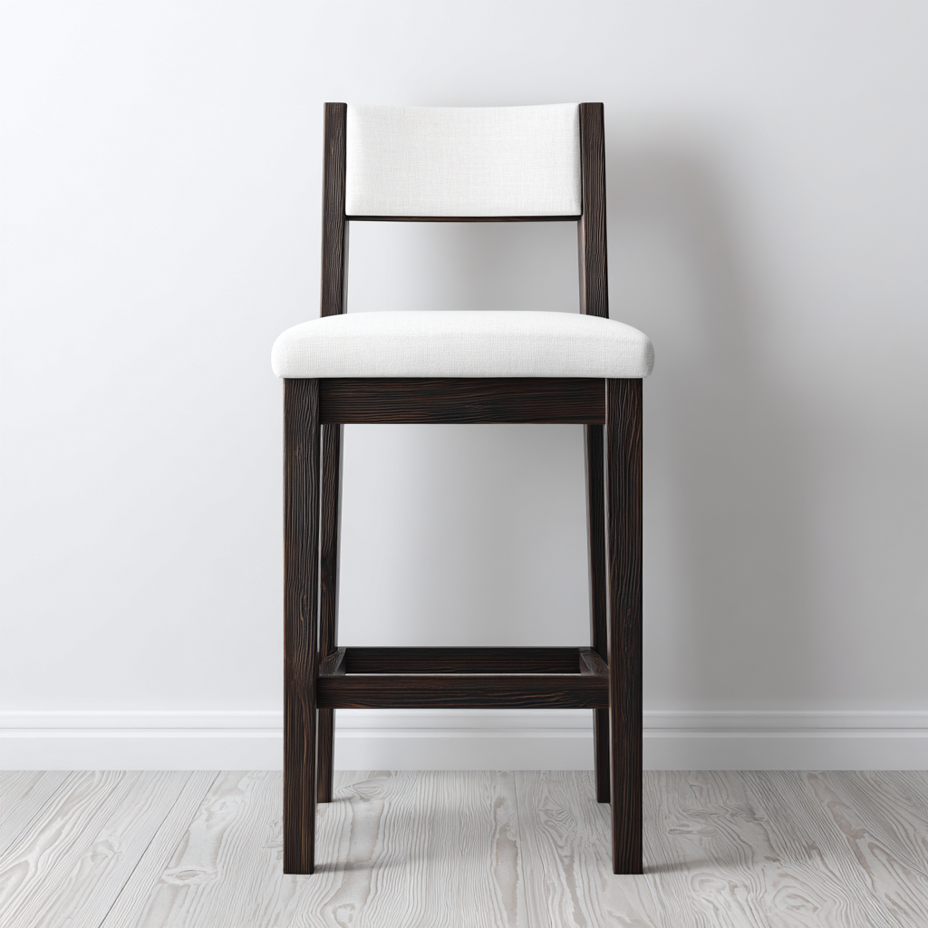 Sgabello da bar in legno e tessuto 45x45x100 cm - marrone-bianco - stile moderno per cucina-Dengethut