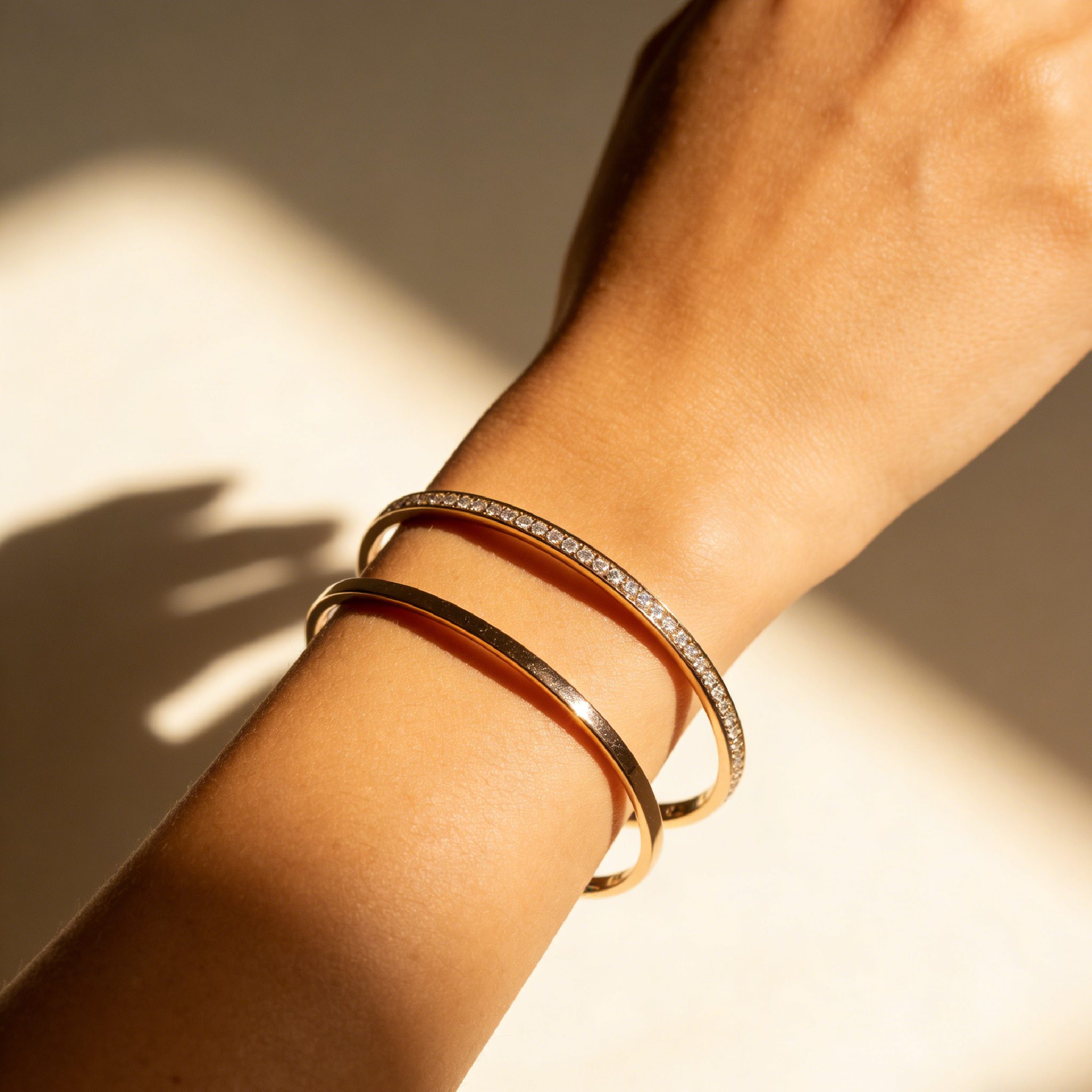 Stackable Single Row Paved Diamond Bangle