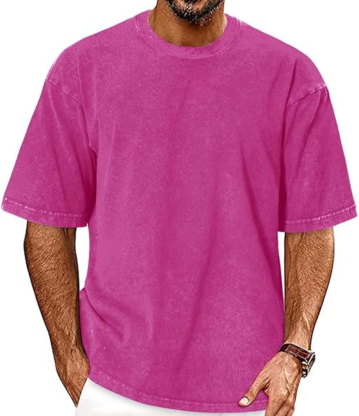 ts for Men Short Sleeve Vintage Washed Basic Loose Tees