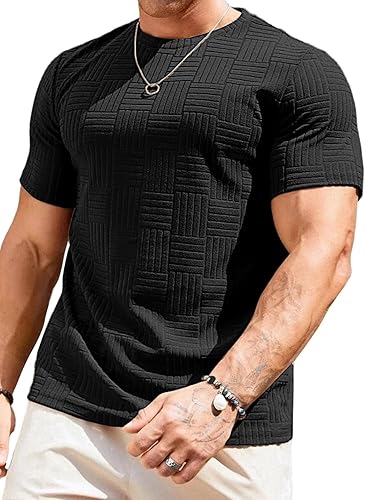 n's T Shirts Summer Crewneck Tee Shirts Casual Textured Short Sleeve Pullover 