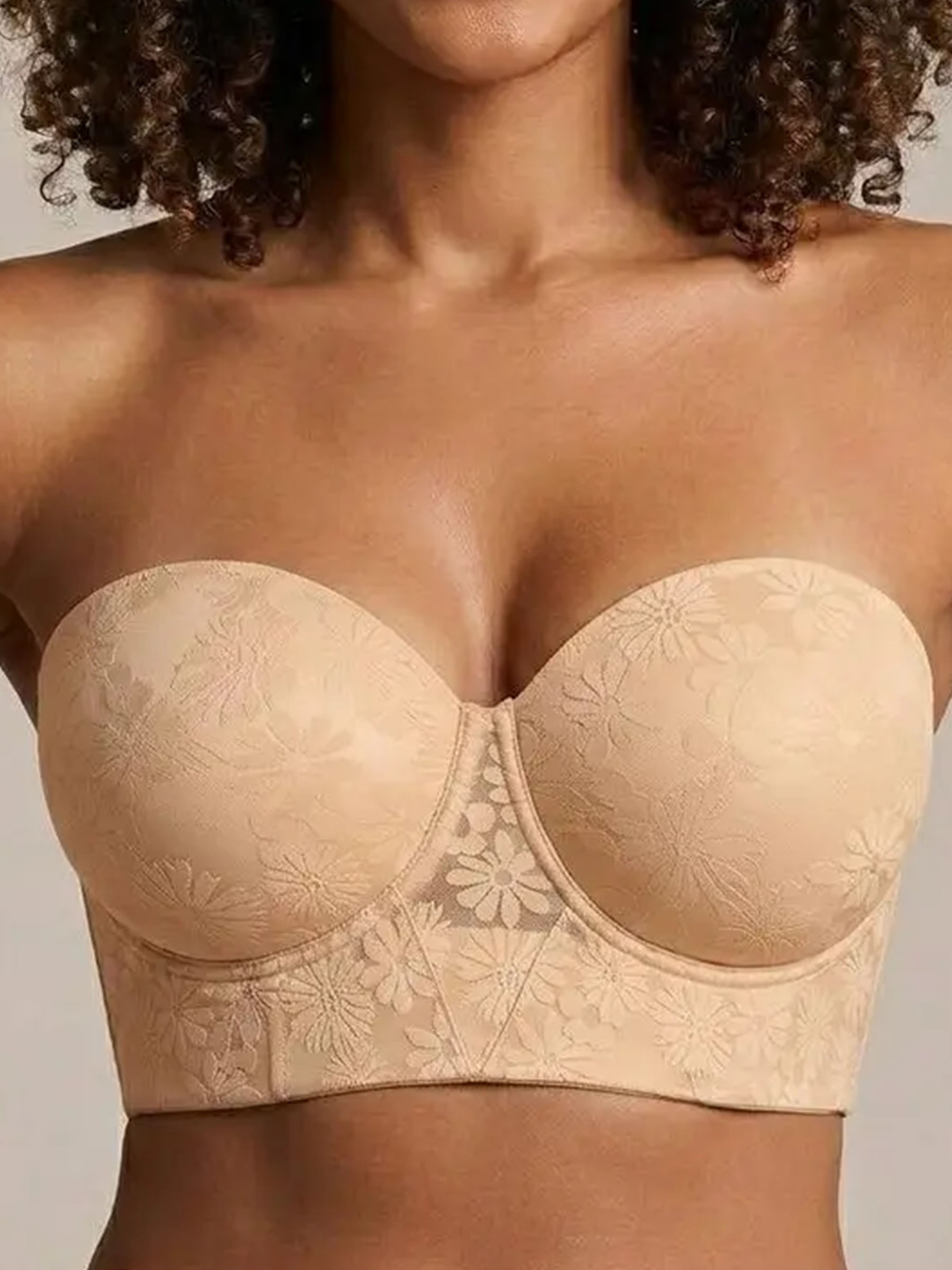 Strapless Longline Push Up Corset Bra
