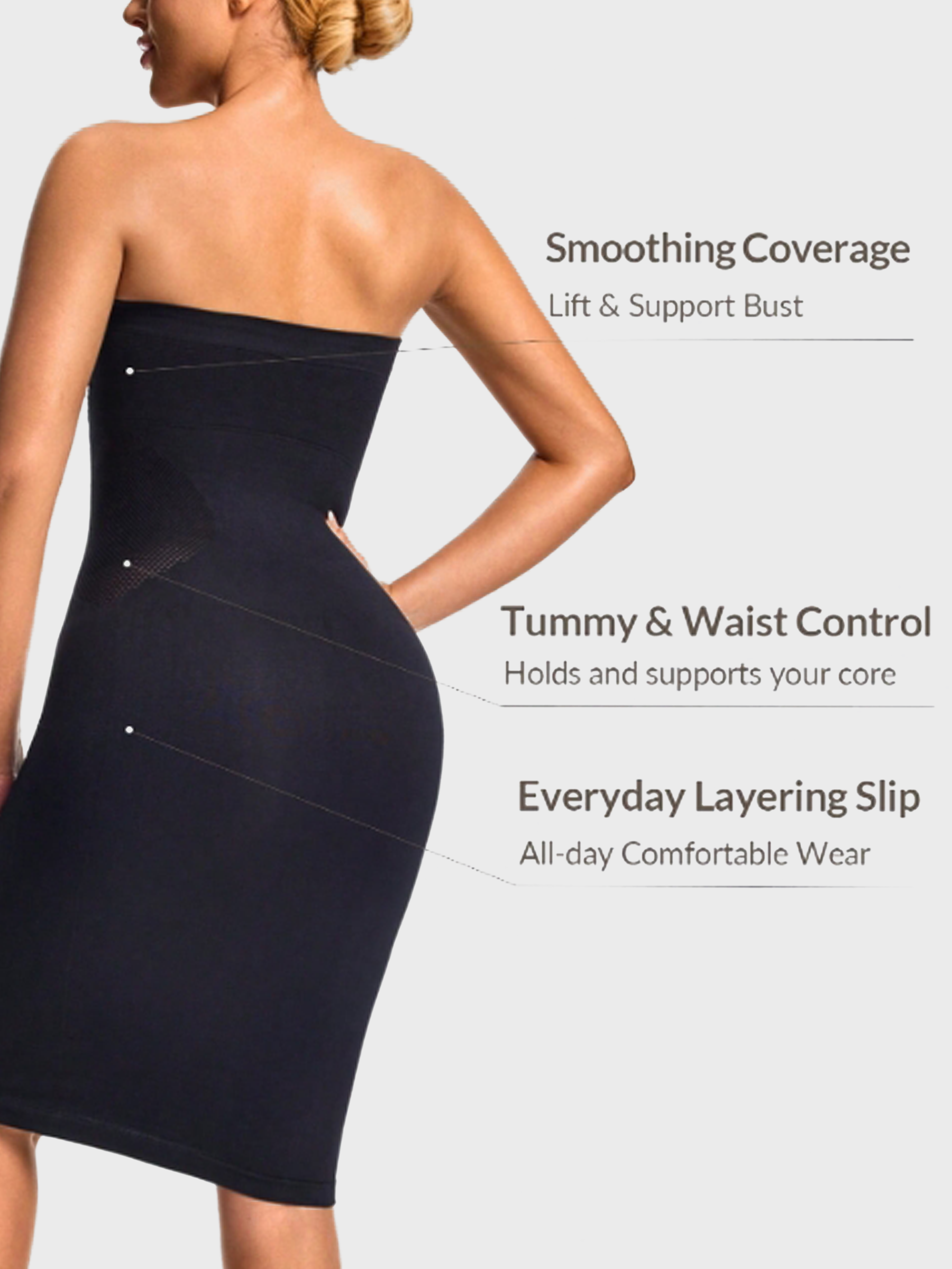 Strapless Mesh Breathable Midi Shapewear Slip