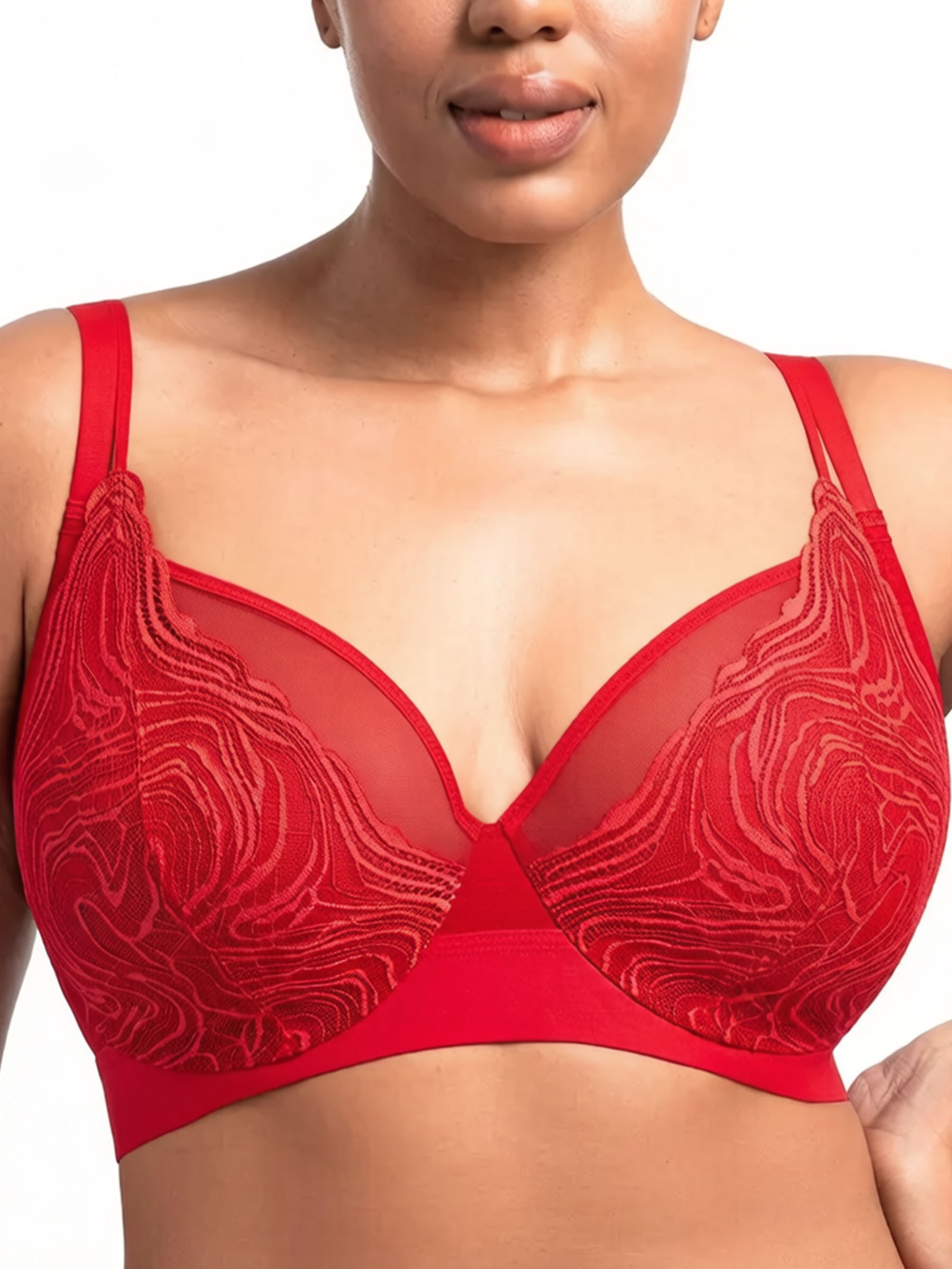 Full Coverage Unlined Underwire Lace Bra for Plus Size