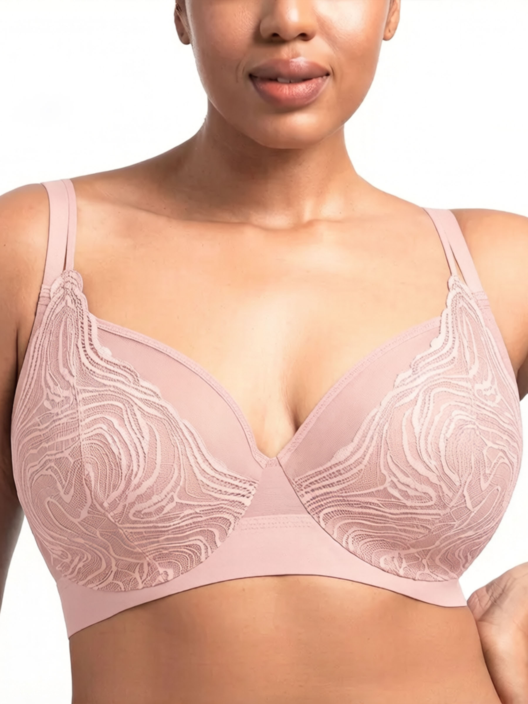 Full Coverage Unlined Underwire Lace Bra for Plus Size
