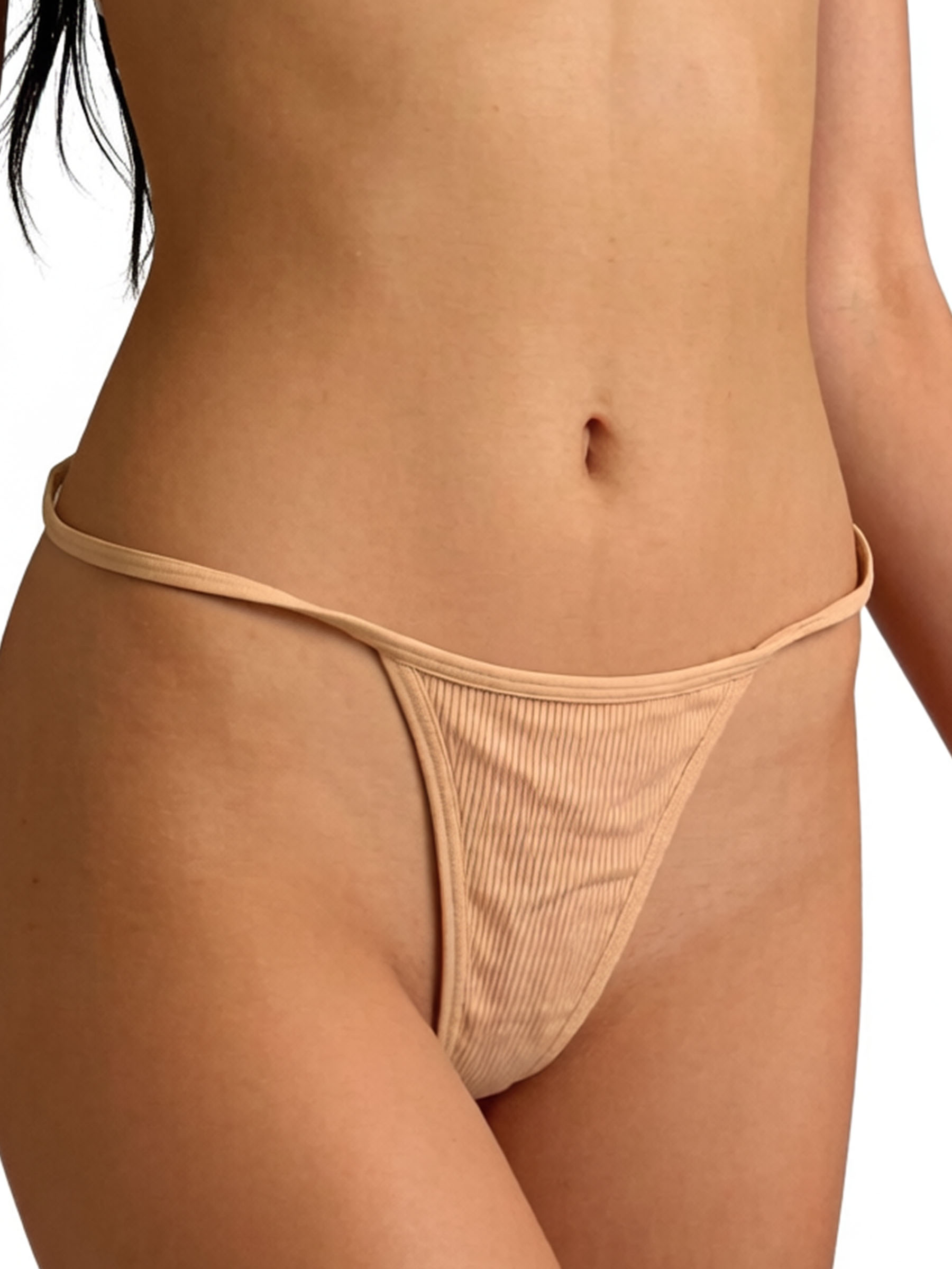 Ribbed Solid-Color Thongs - Soft Breathable Viscose Daily Wear Underwear