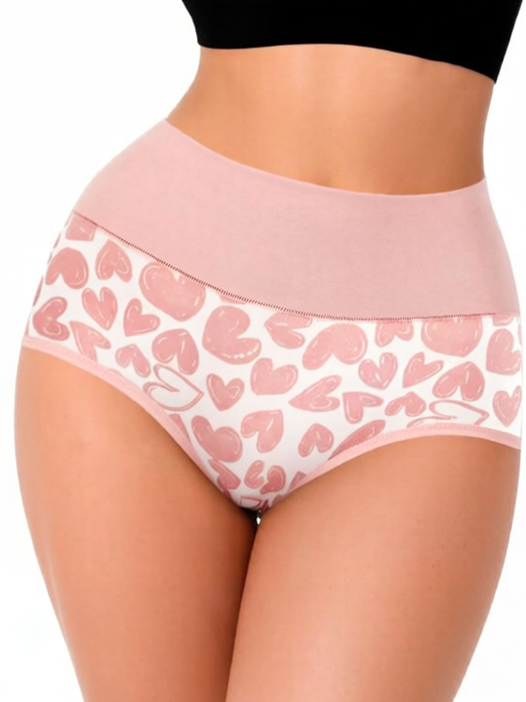 High Waist Cotton Briefs with Stretchy Waistband - Cute Print Postpartum Underwear
