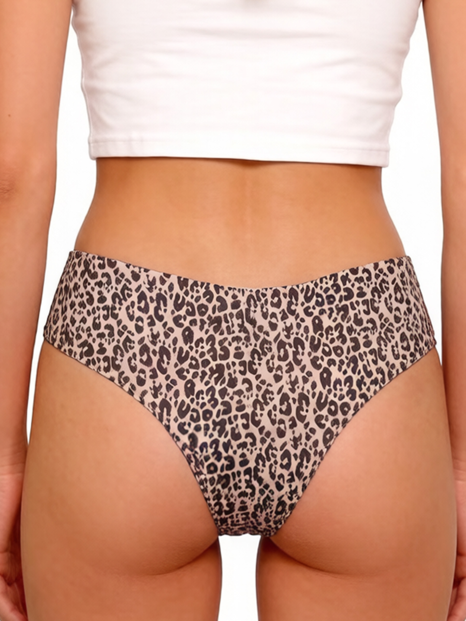 Seamless Leopard Print Cheeky Briefs - Breathable Soft Casual Underwear