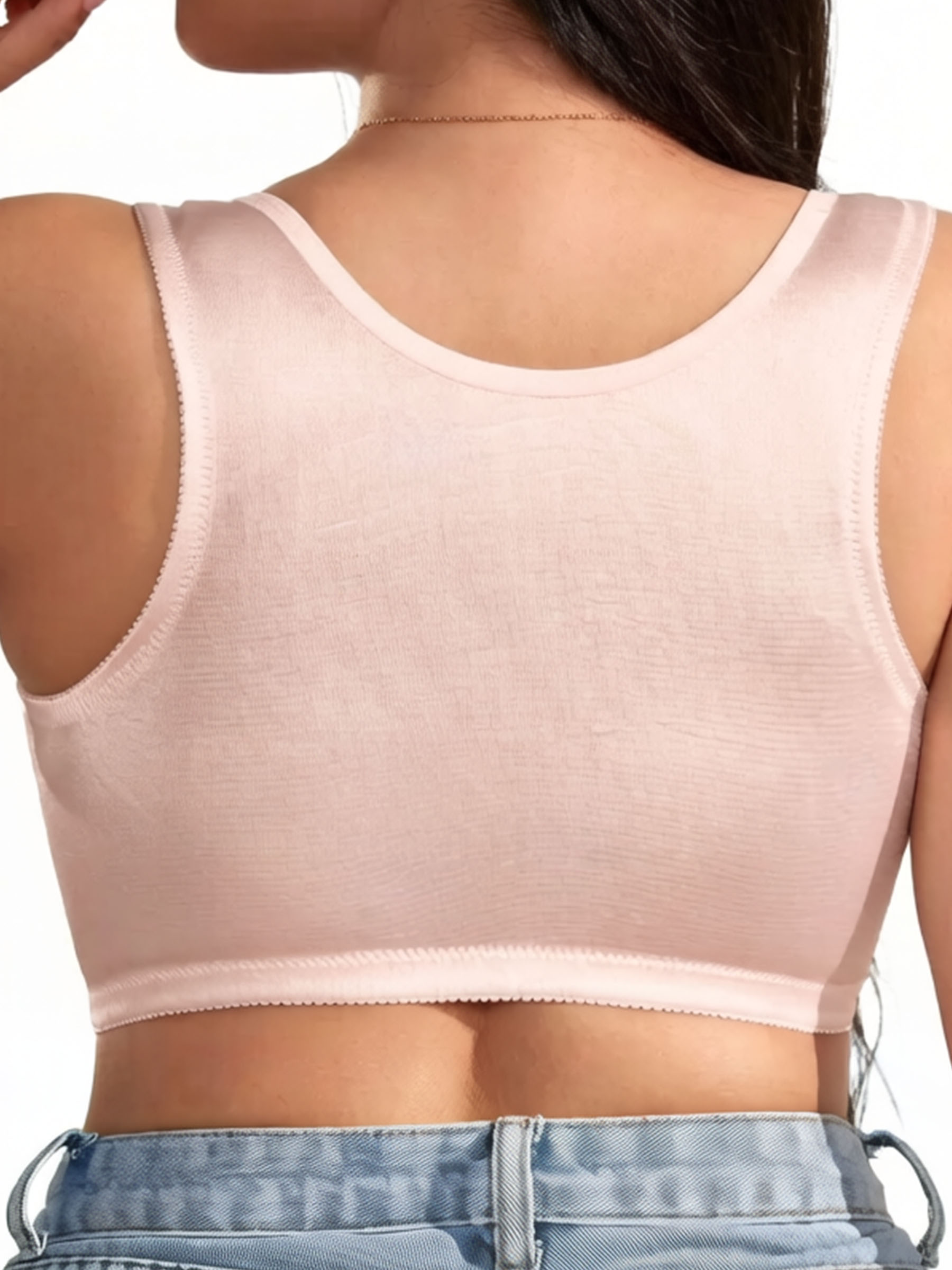 Plus Size Floral Pattern Hook & Eye Front Wireless Bra