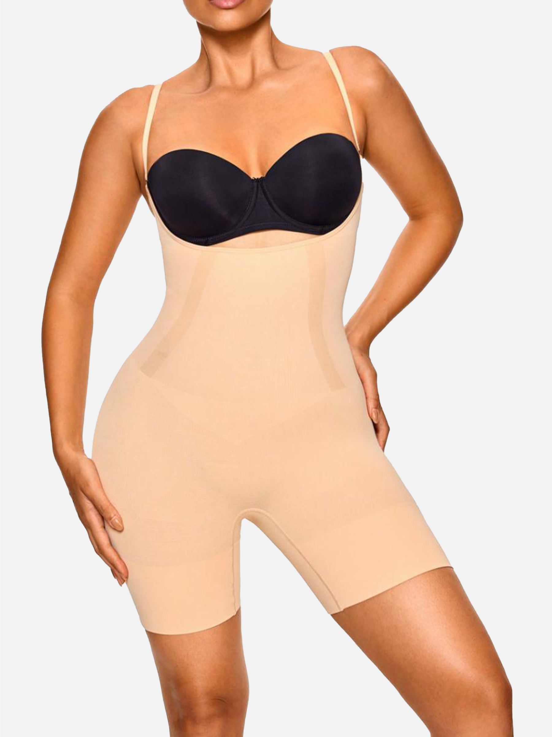 The Open Bust Mid-Thigh Shaping Bodysuit