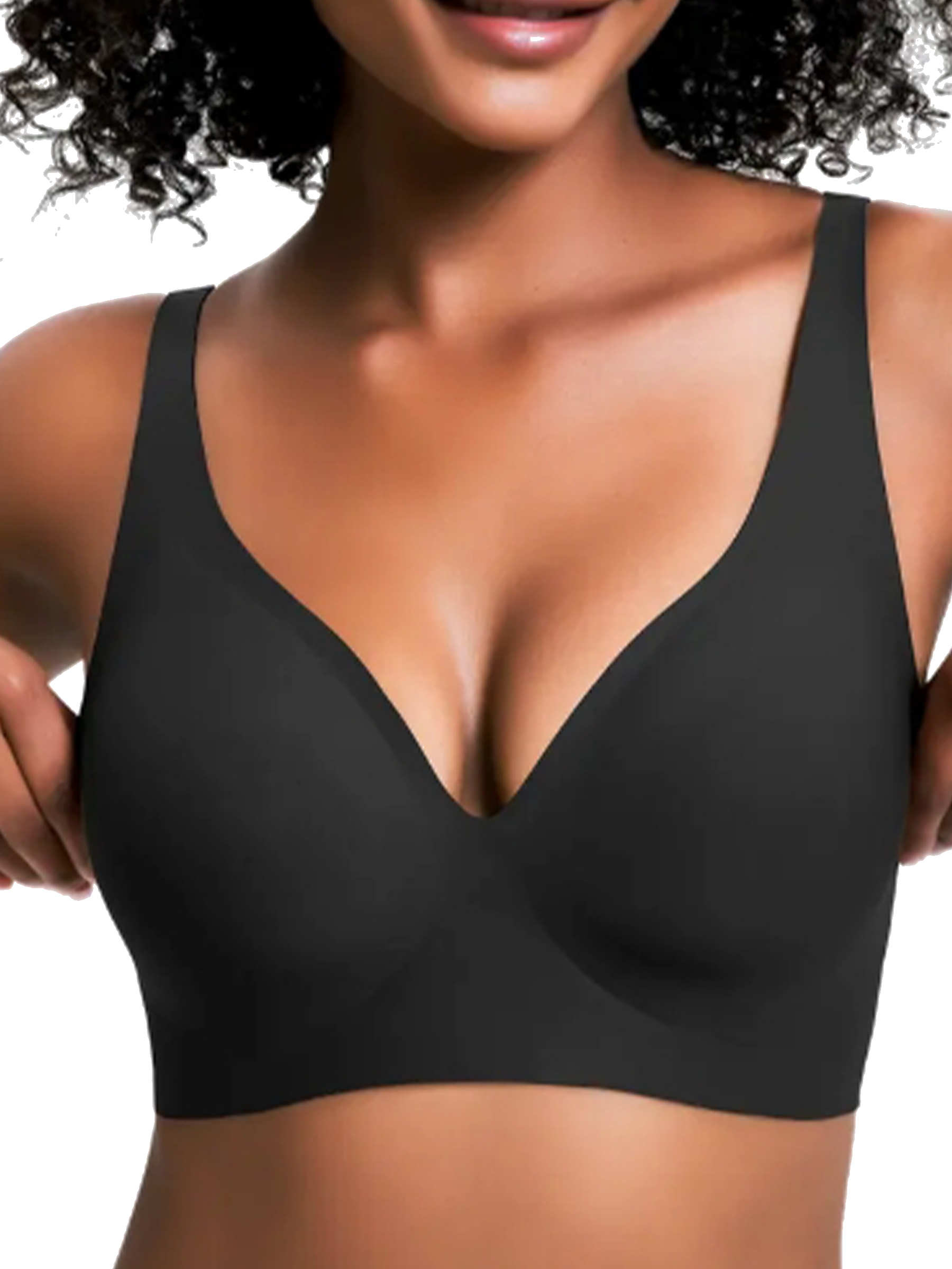 Jelly Wireless Deep V Seamless Push Up T-Shirt Bra