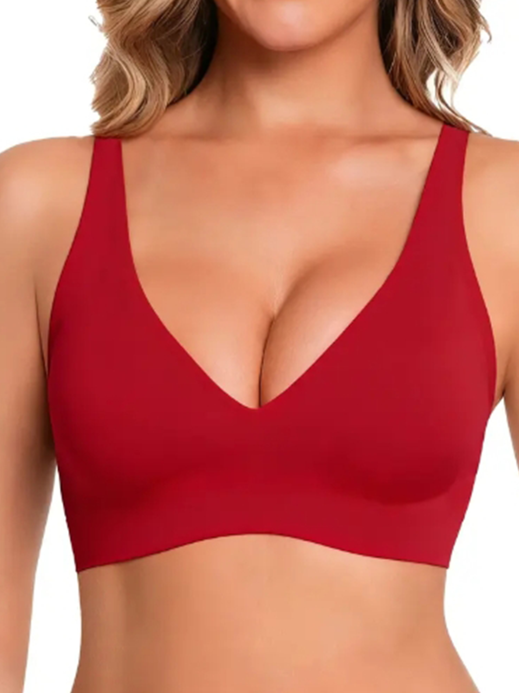 Jelly Wireless Deep V Seamless Push Up T-Shirt Bra