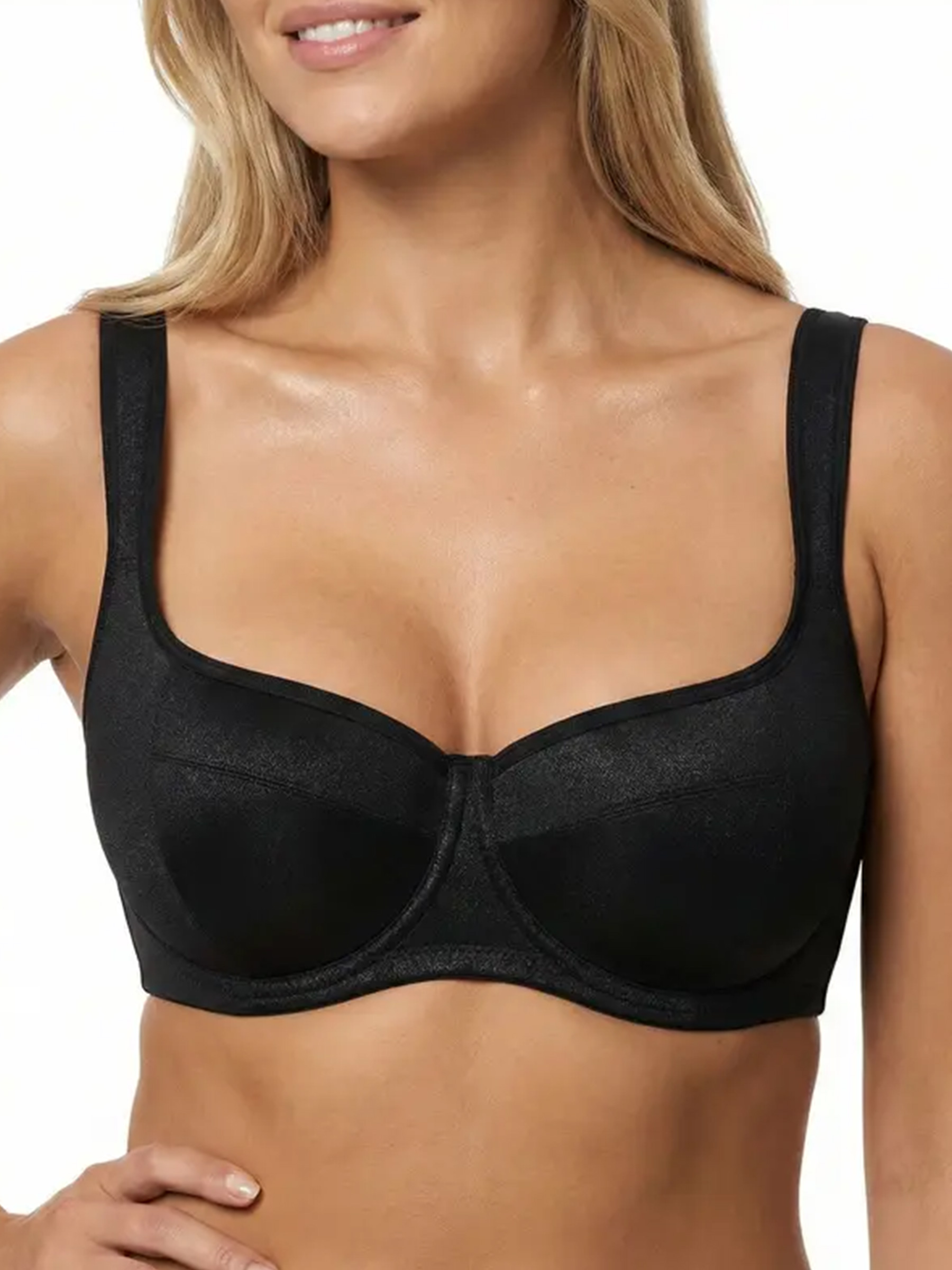 Plus Size Glass-Shimmer Lightly Padded Balconette Bra