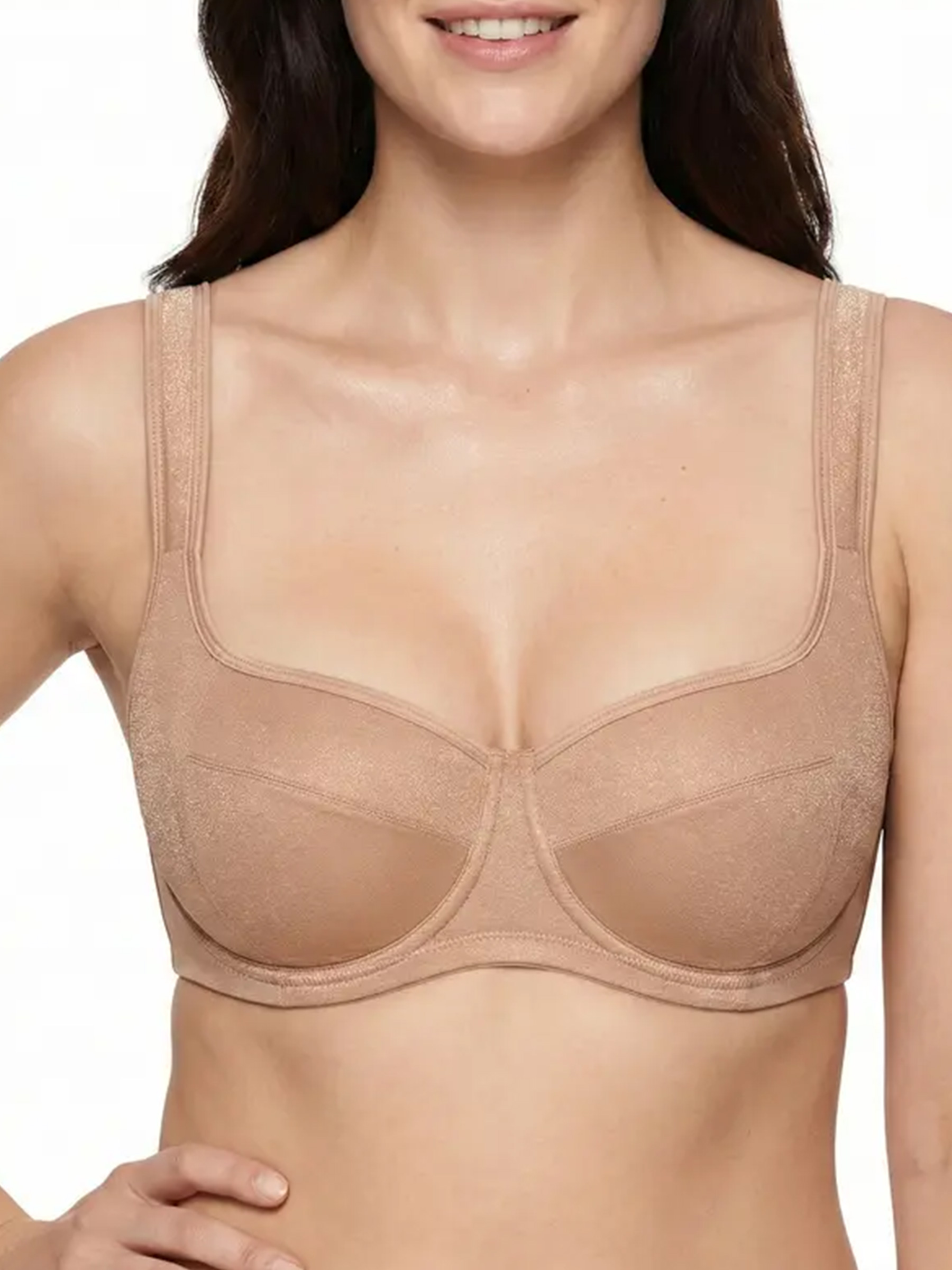 Plus Size Glass-Shimmer Lightly Padded Balconette Bra