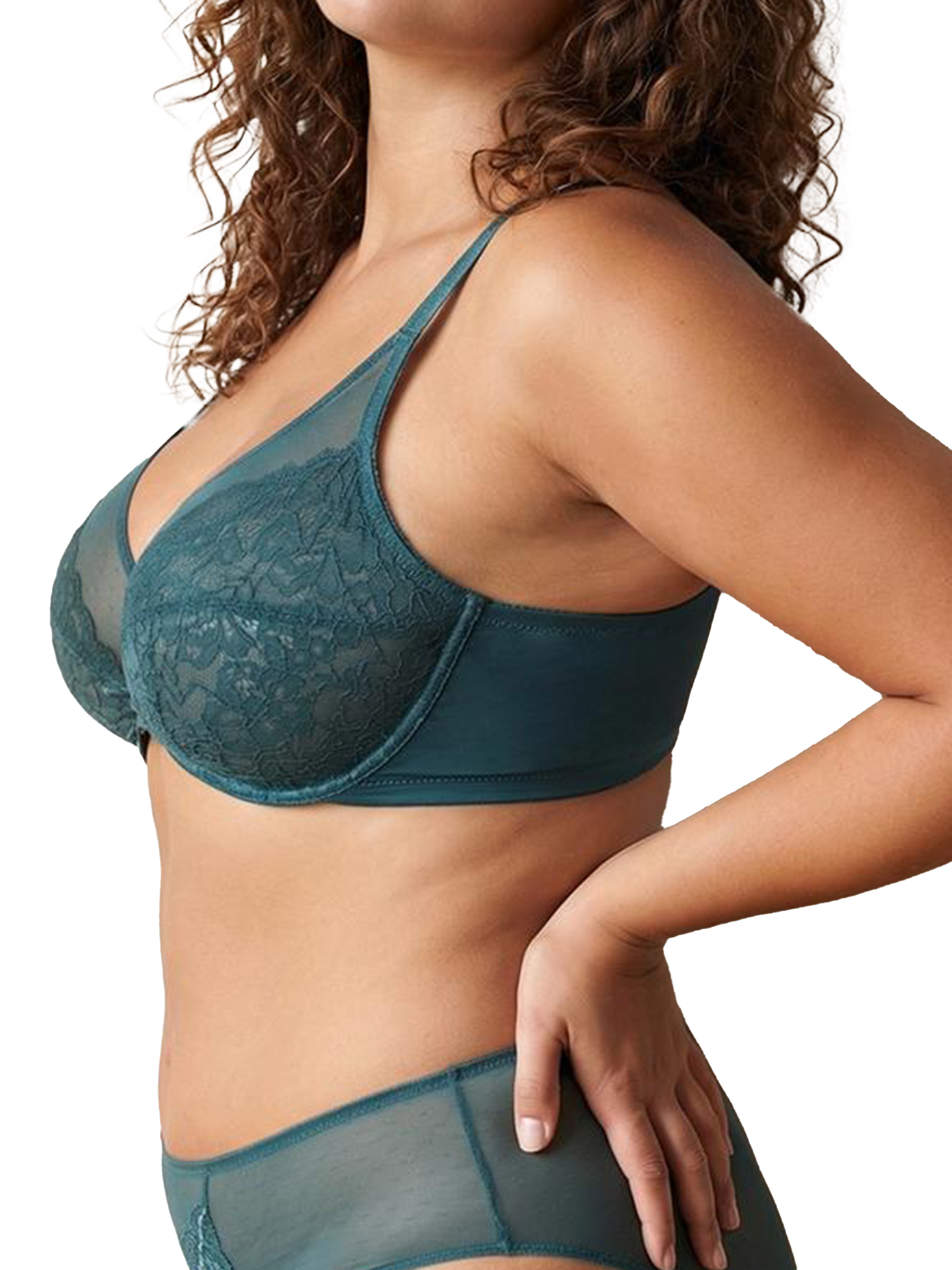 Enchante Floral Lace Plus Size Unlined Minimizer Full Coverage Bra