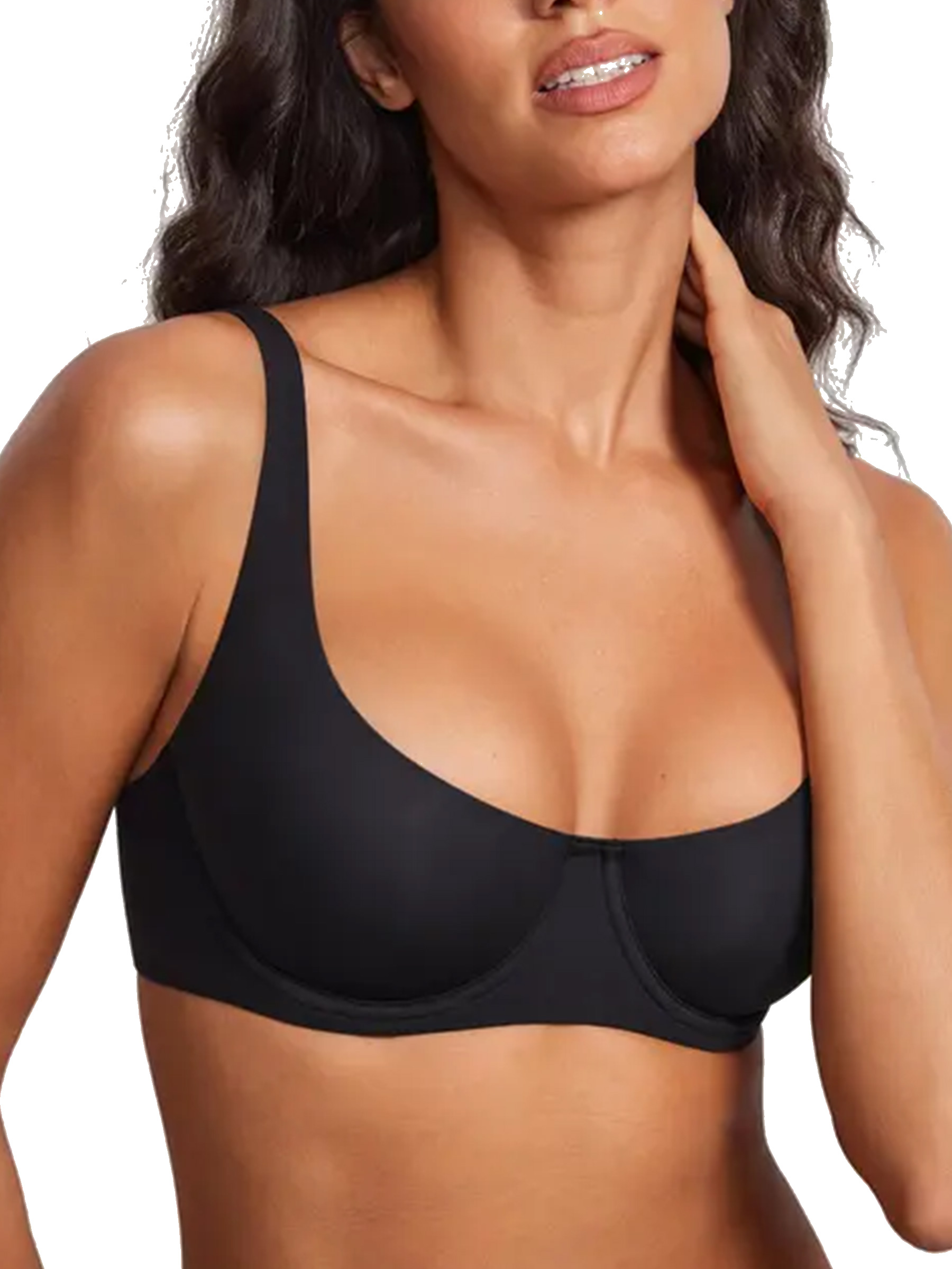 Unlined Balconette Underwire Supportive Plus Size Scoop Neck Bra