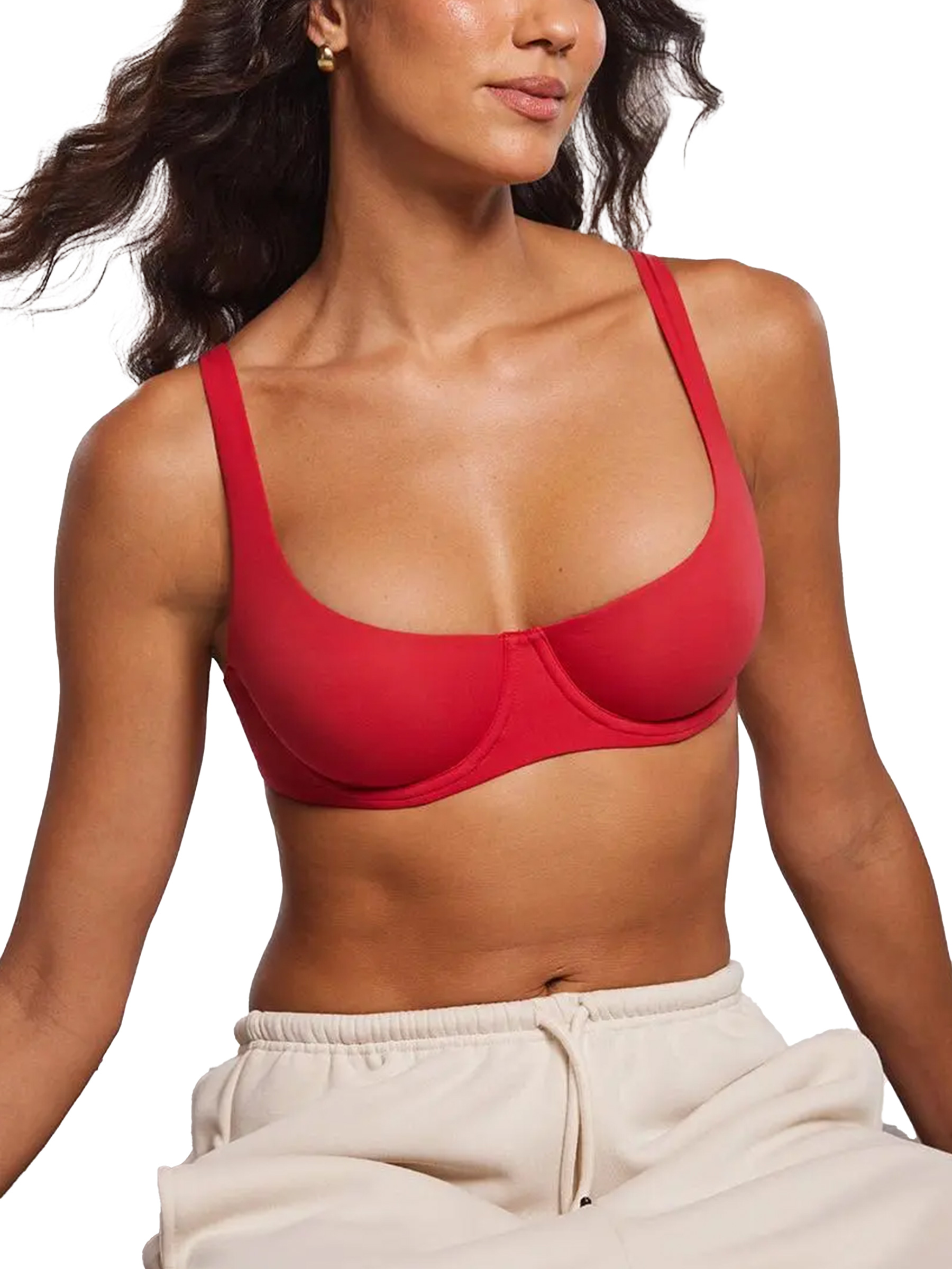 Unlined Balconette Underwire Supportive Plus Size Scoop Neck Bra