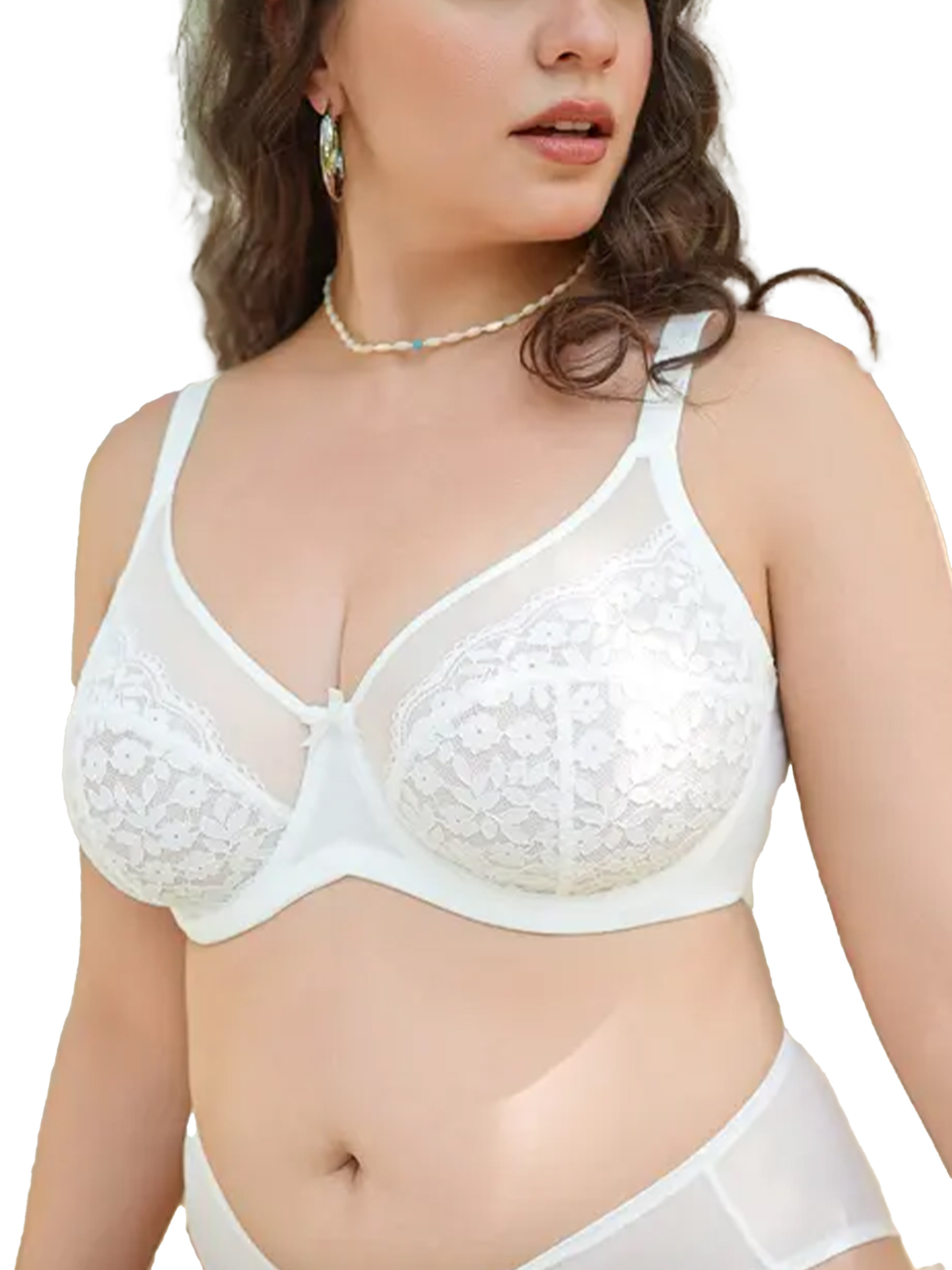 Daisy Floral Lace Unlined Underwire Minimizer Bra