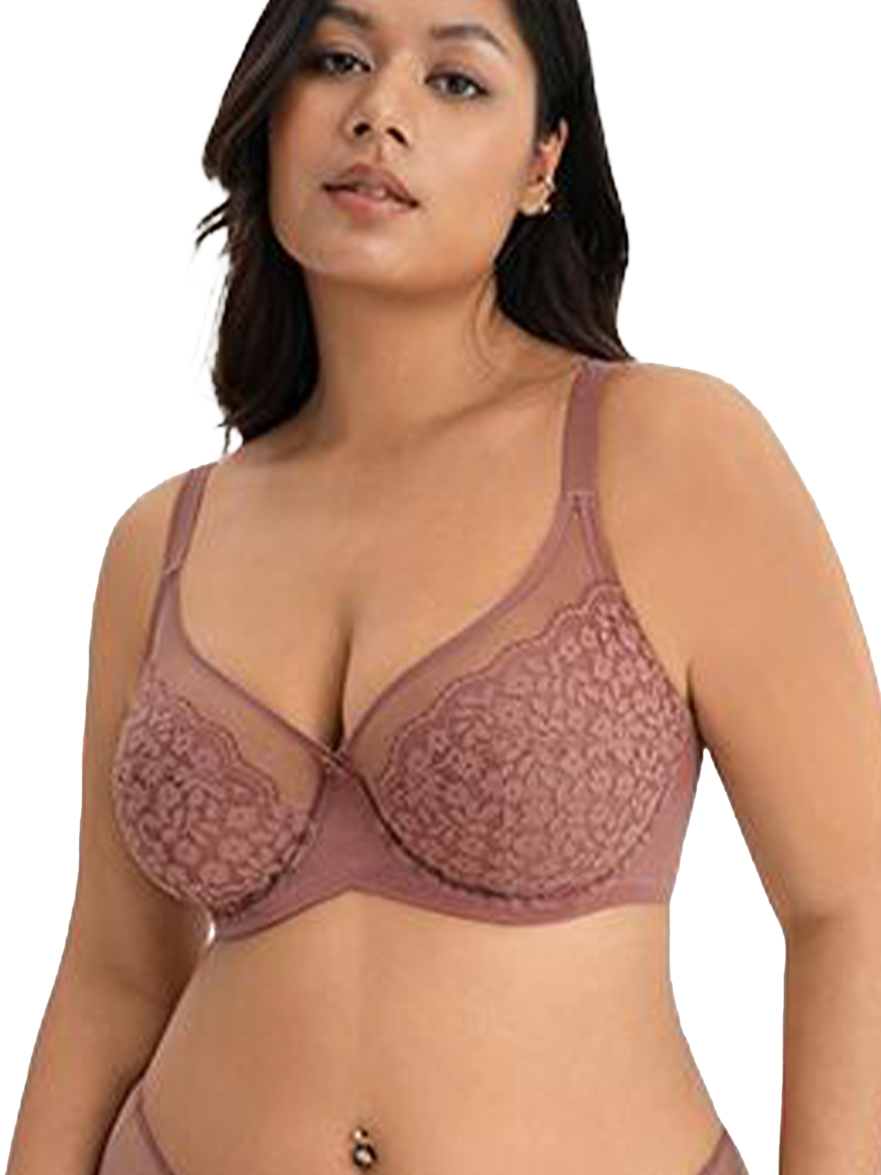 Daisy Floral Lace Unlined Underwire Minimizer Bra