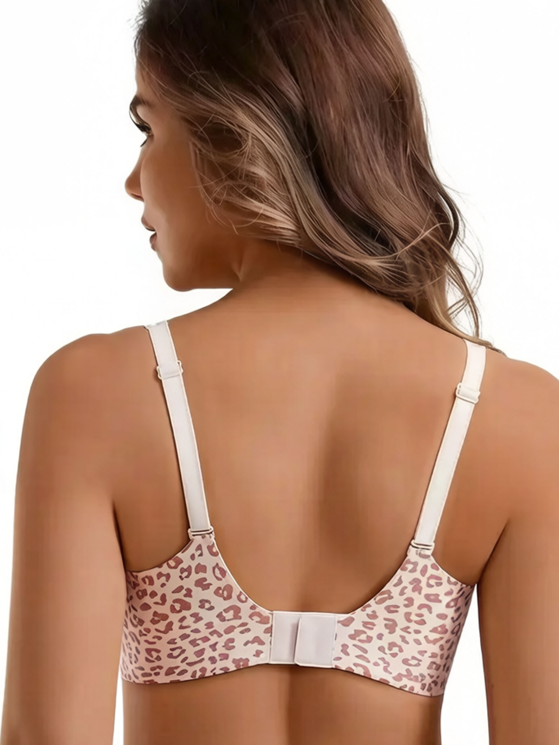 Leopard Jelly Wireless Deep V Seamless Push Up T-Shirt Bra