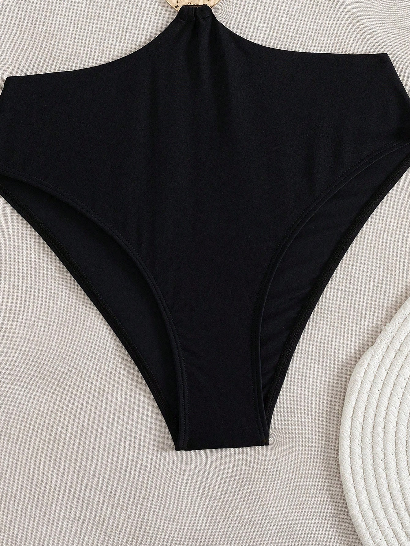 Color Block Halter Cut Out One Piece Swimsuit