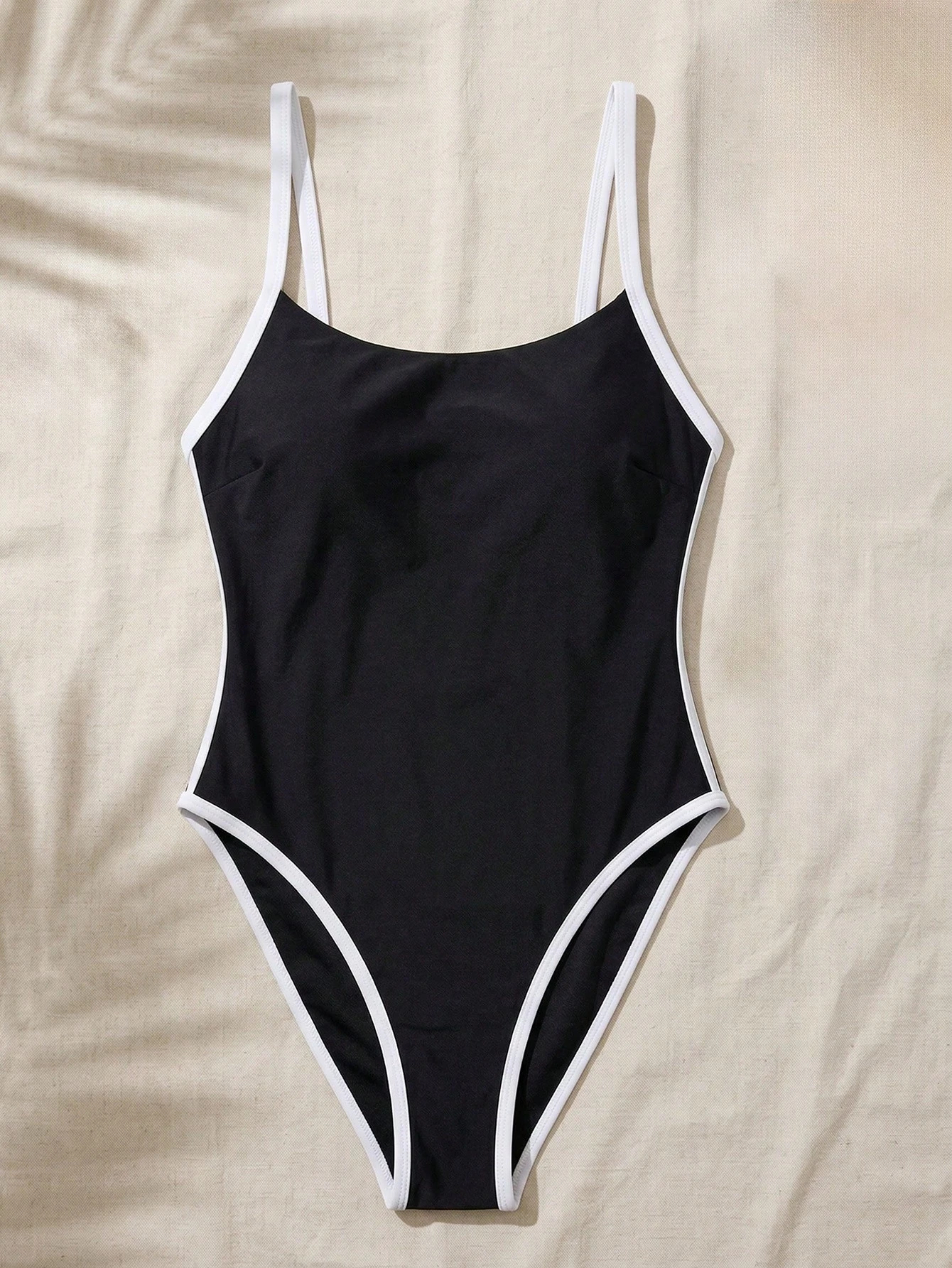 Color Block Criss Cross Back One Piece Swimsuit