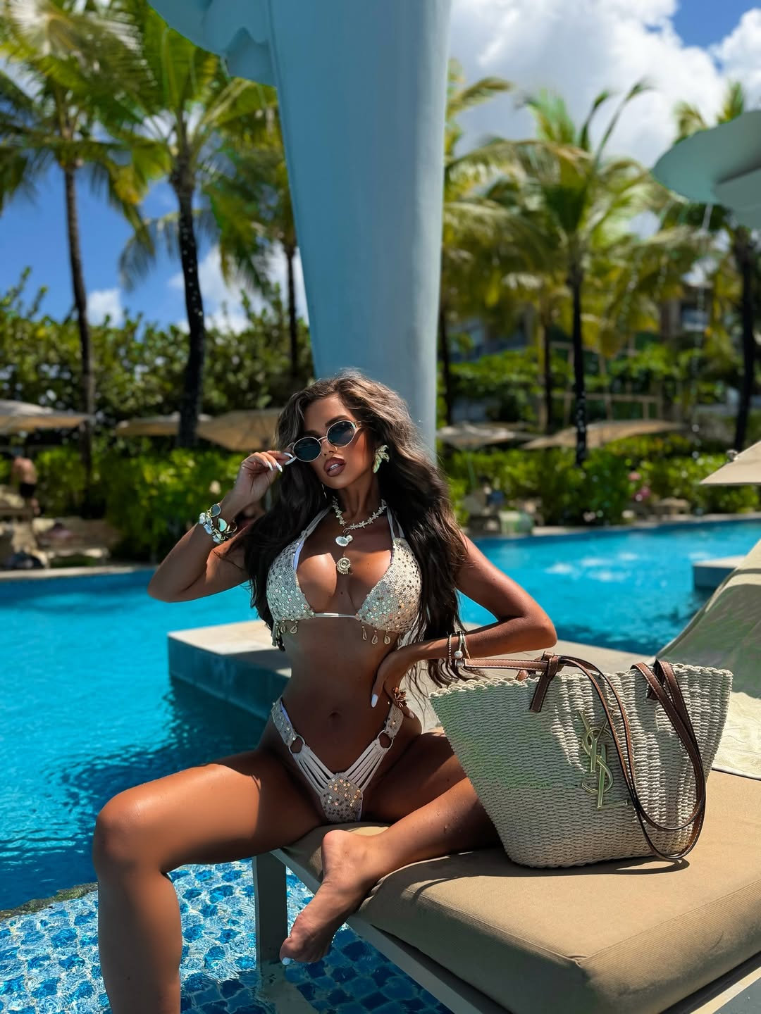 Sequin Embellished Triangle Bikini Set