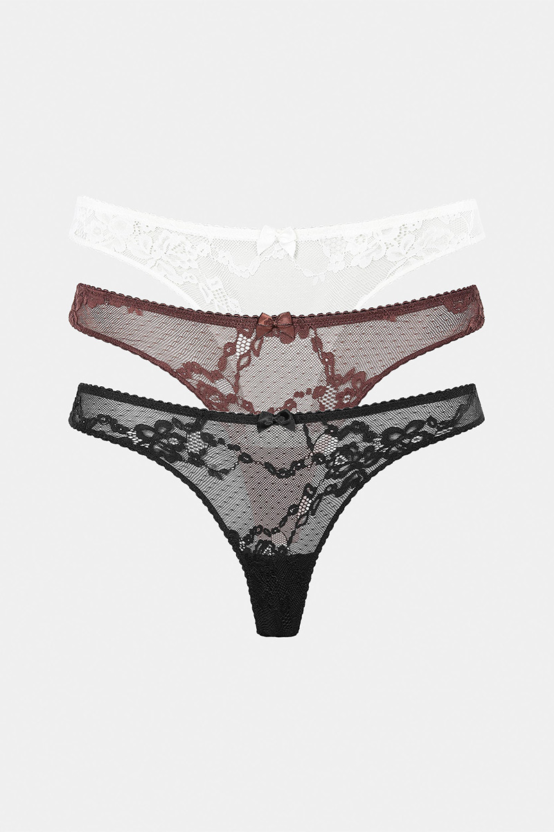 Elegant Floral Lace Thong Two-piece set