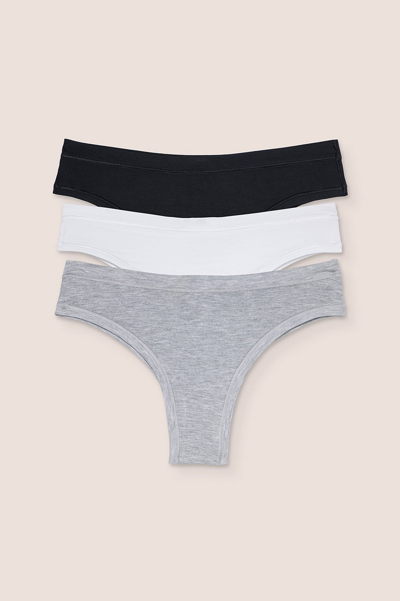 Essential Everyday Comfort Cotton Thong Three-piece set