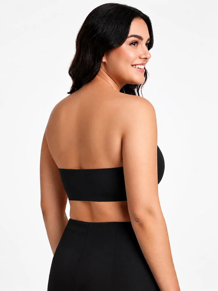 Plus-Size Women's Strapless Double Front Clasp Push-Up Bra