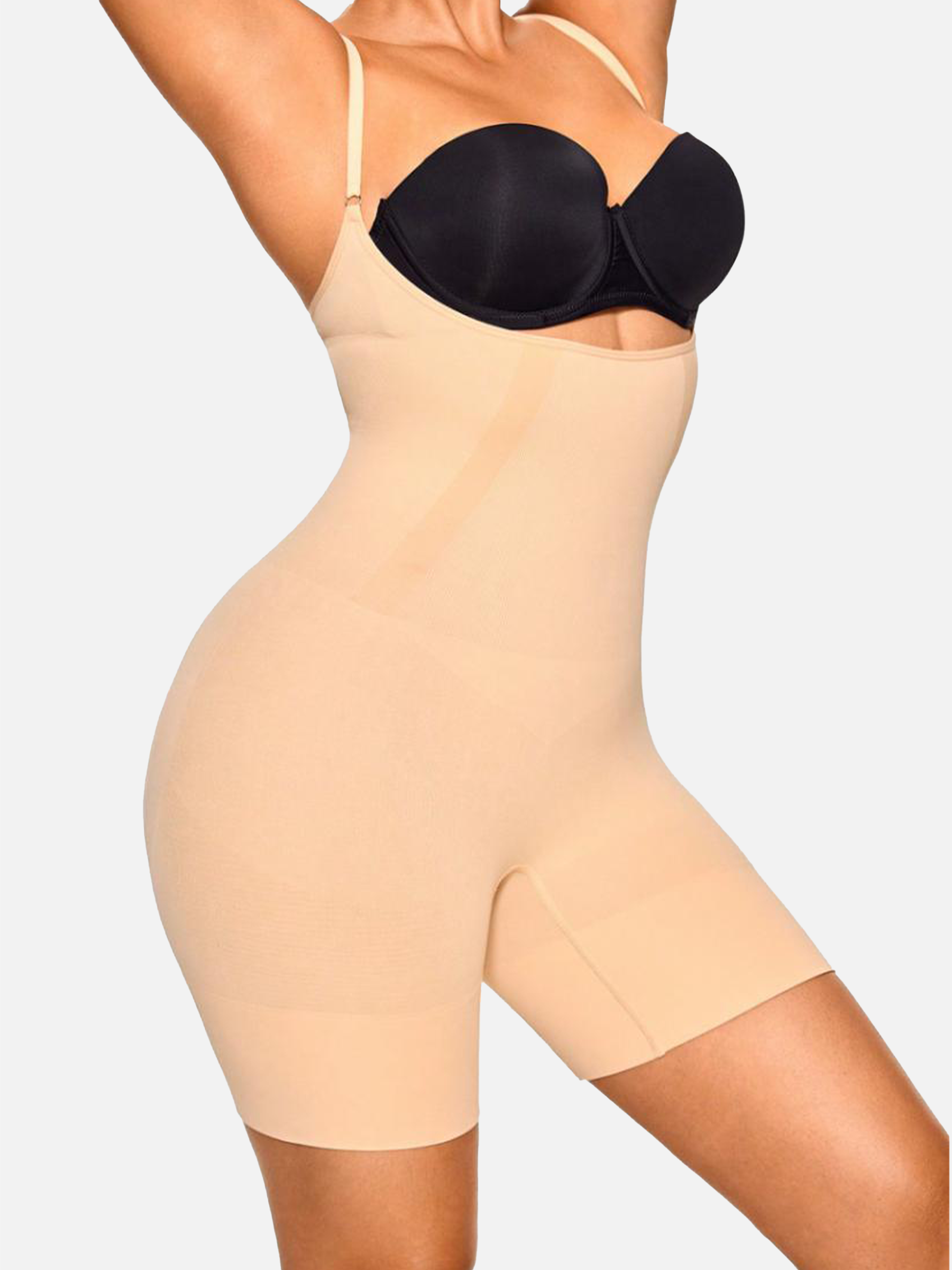 The Open Bust Mid-Thigh Shaping Bodysuit