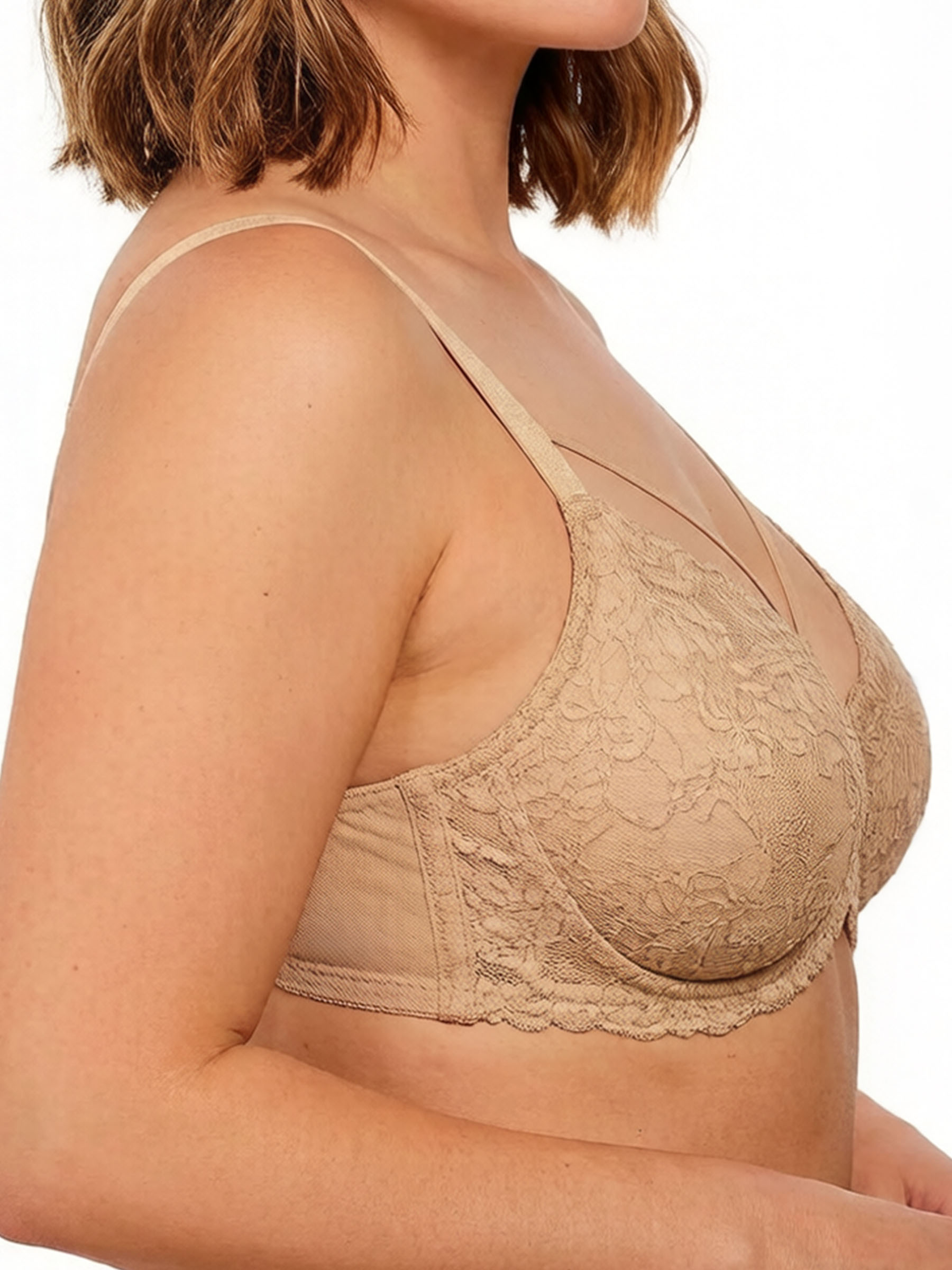 Unlined Lace Full Coverage Underwire Bra