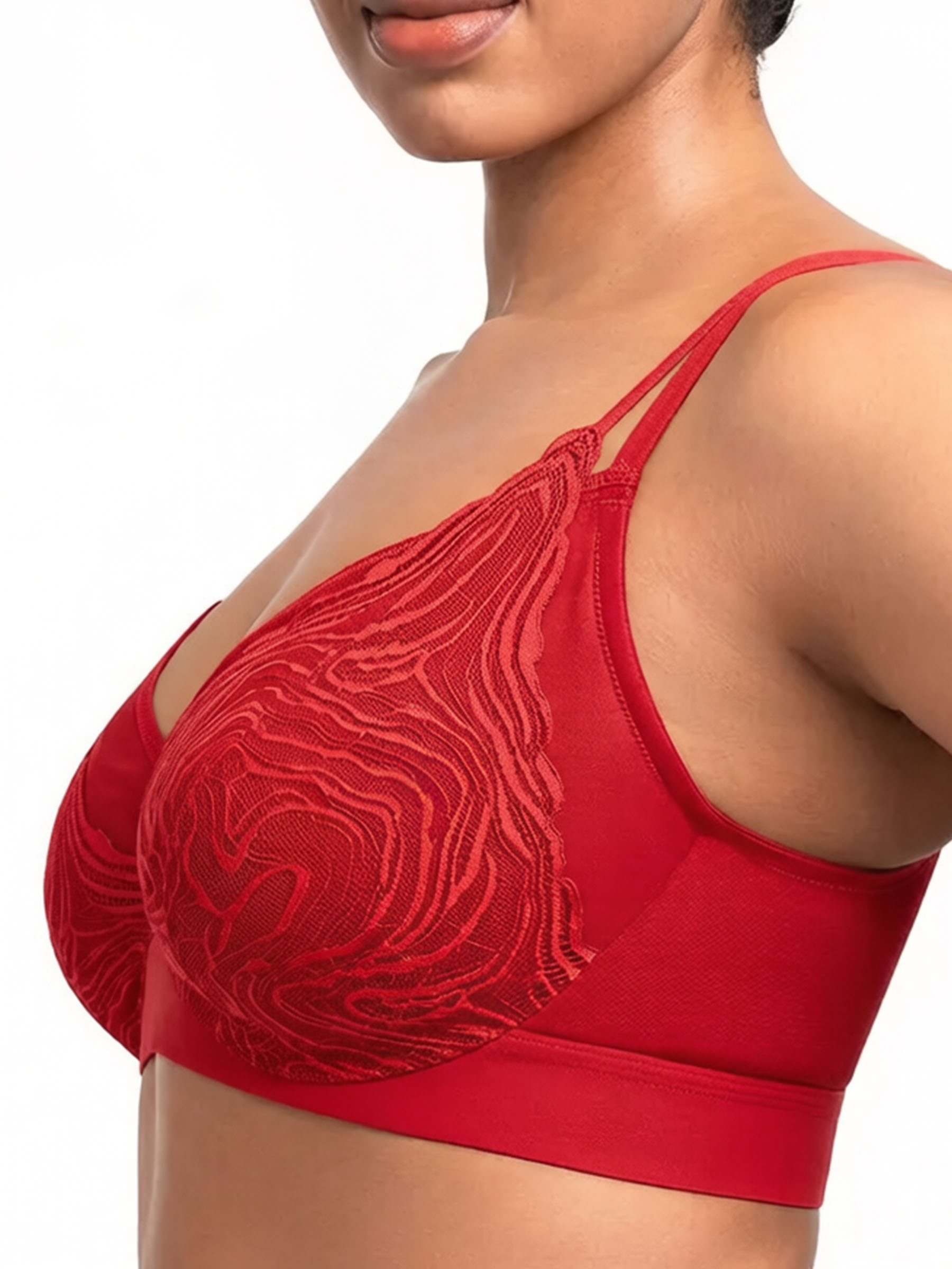 Full Coverage Unlined Underwire Lace Bra for Plus Size