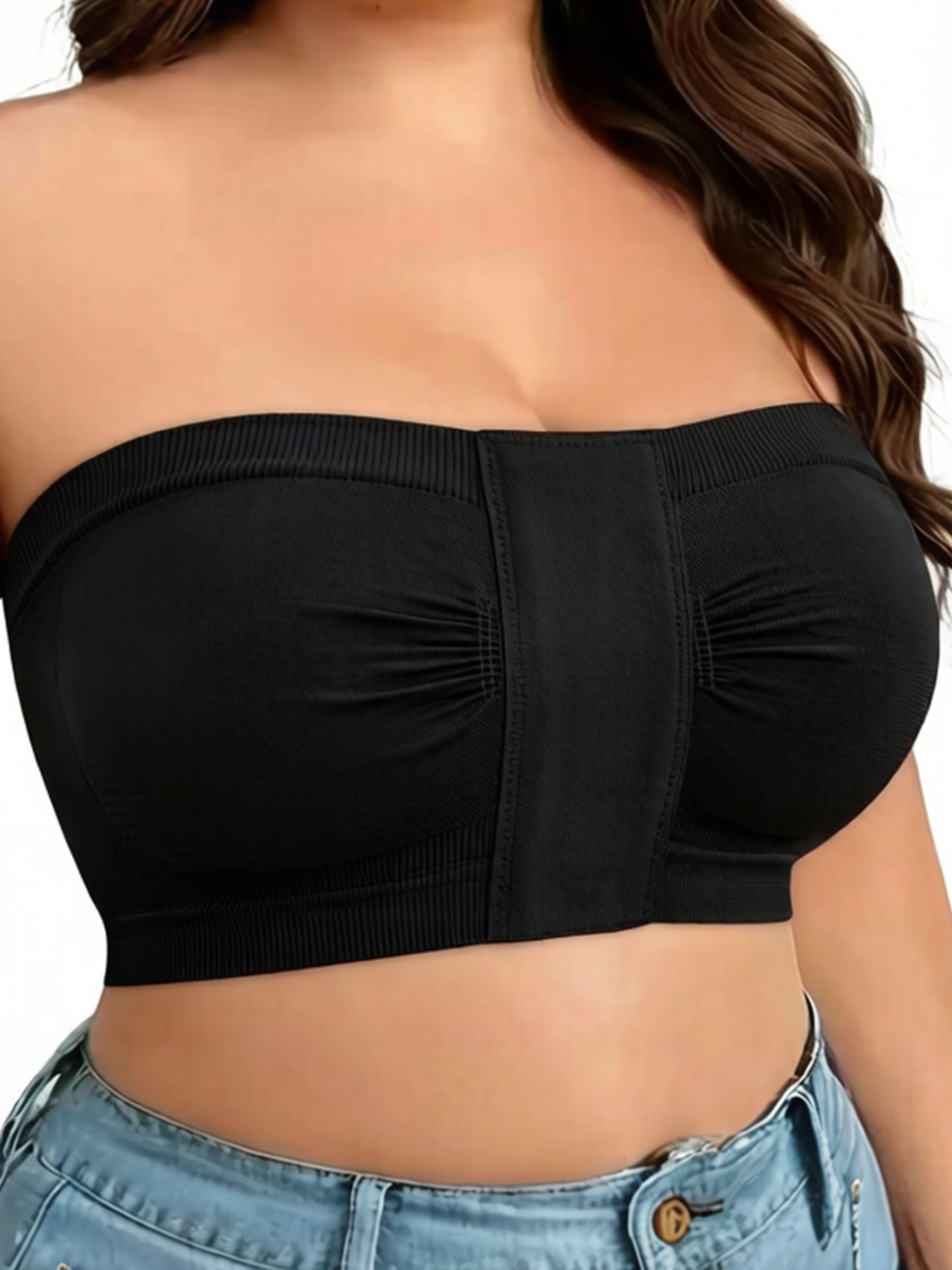 Plus Size Wireless Strapless Front Closure Bra