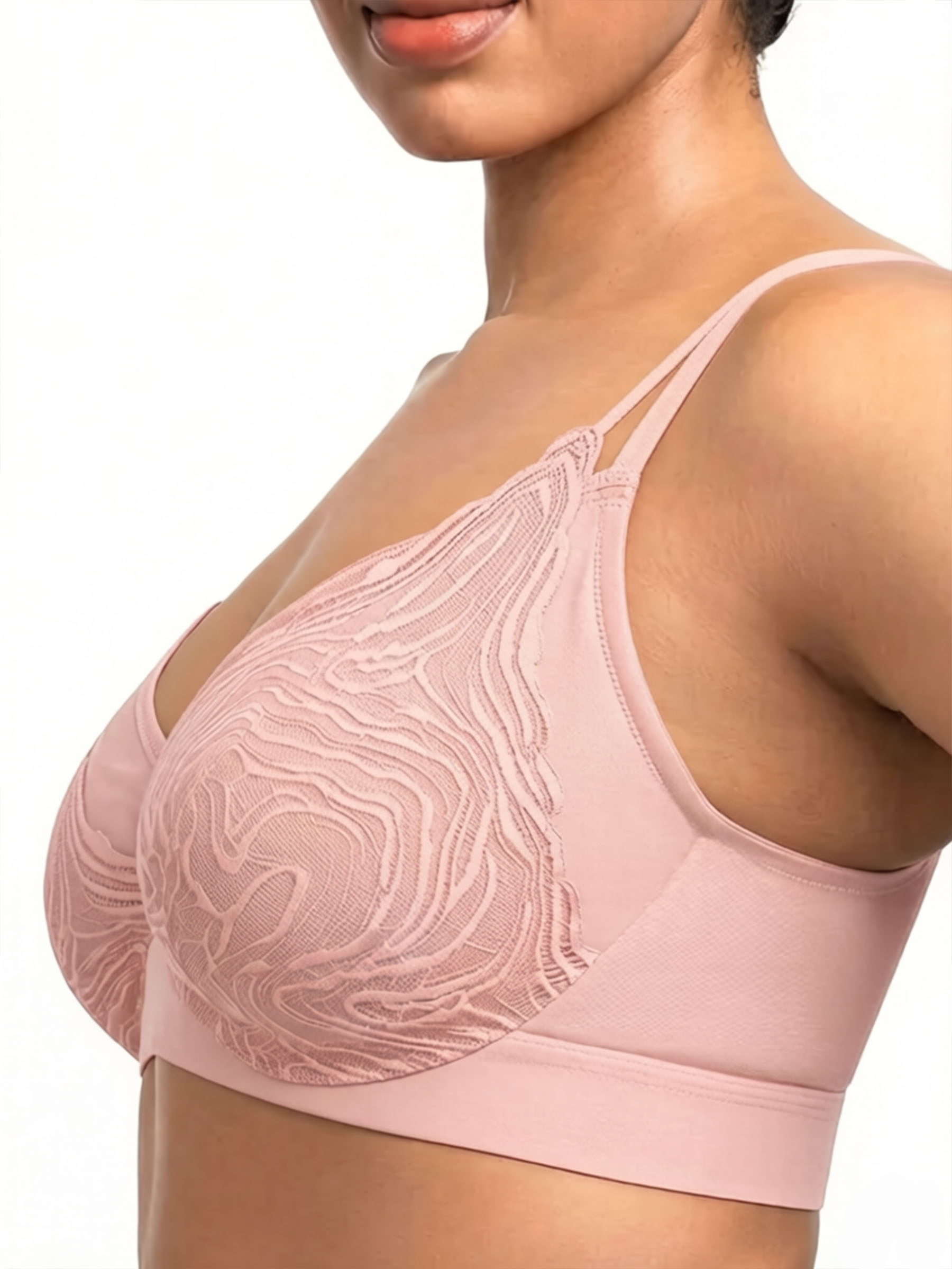 Full Coverage Unlined Underwire Lace Bra for Plus Size