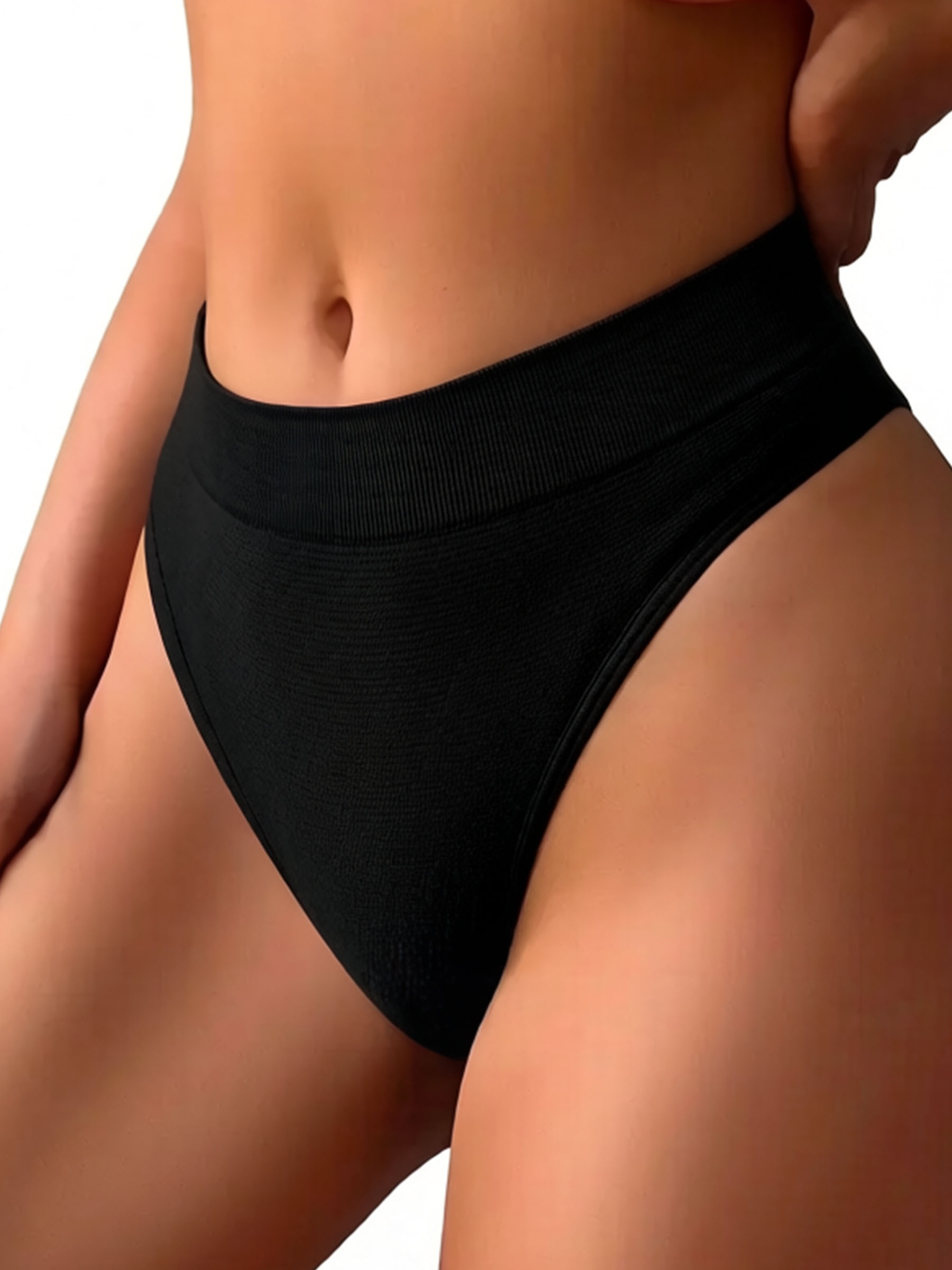 Logo Waistband Solid Color High-Cut Briefs - Soft Breathable Slim-Fit Underwear