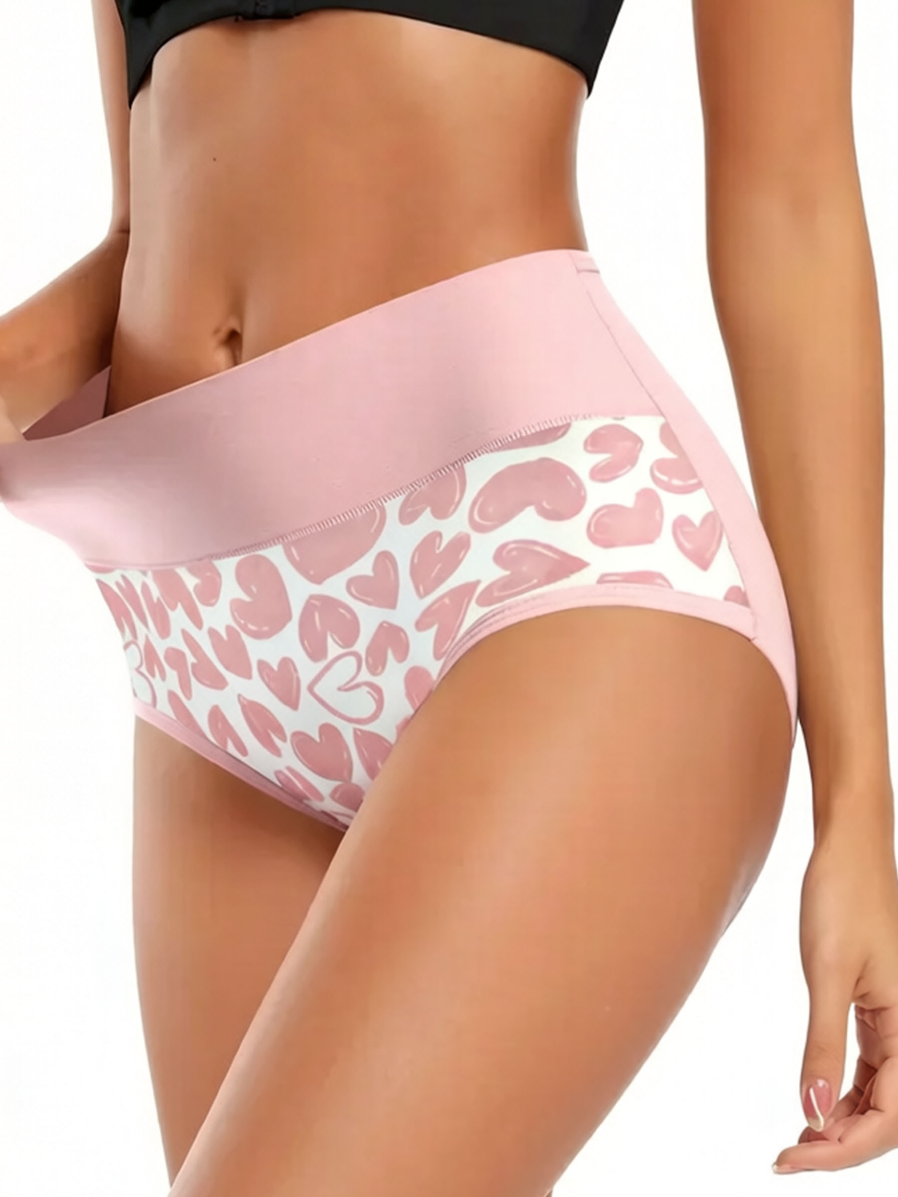 High Waist Cotton Briefs with Stretchy Waistband - Cute Print Postpartum Underwear