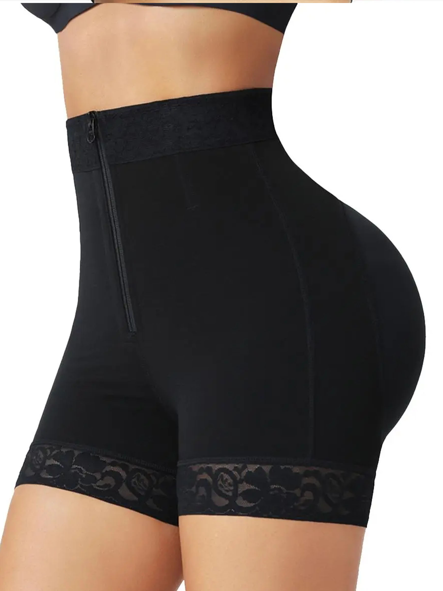 Butt Lifter Tummy Control Shapewear Shorts - Lace Trim Compression Underwear