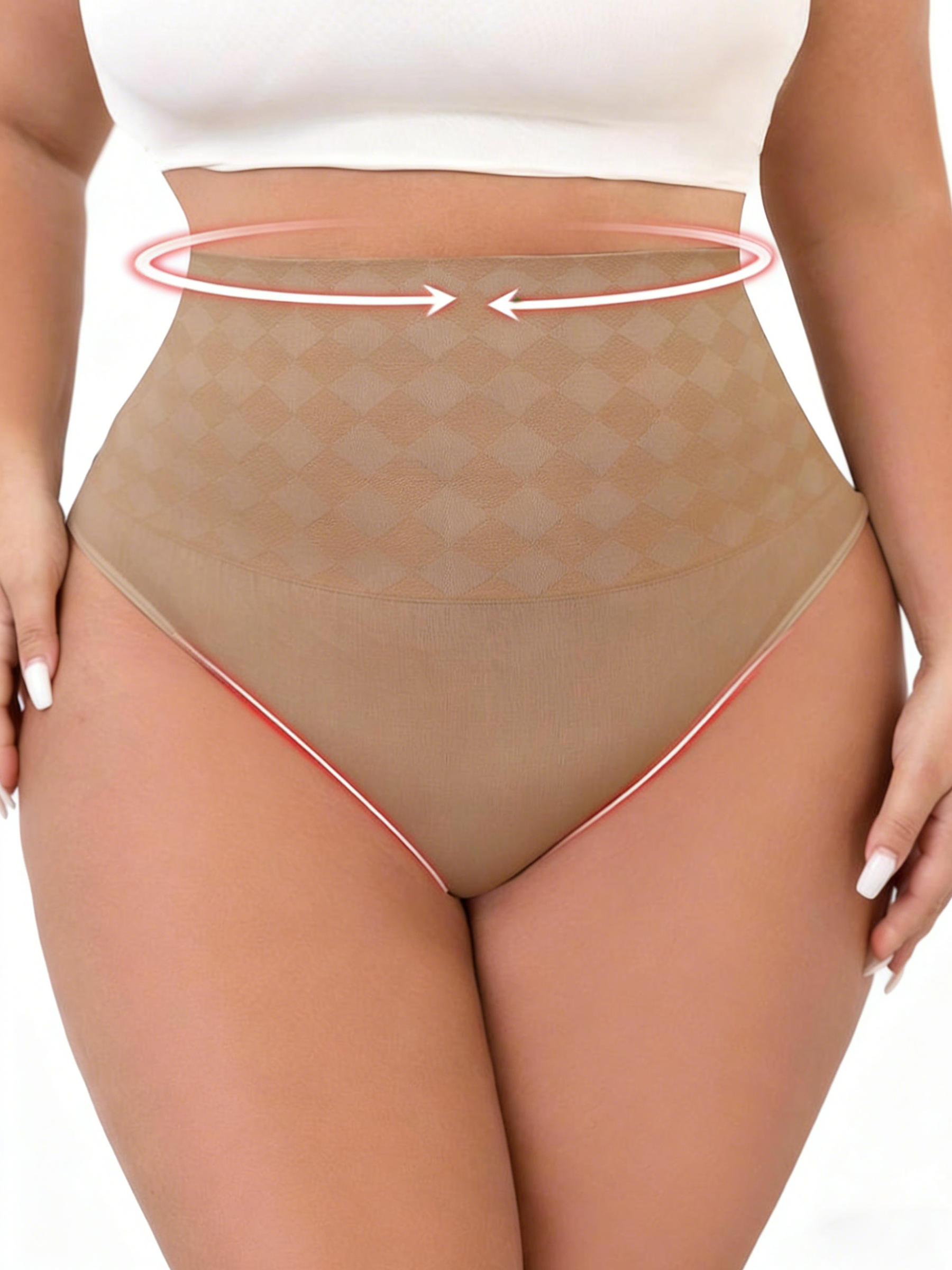 The Plus Size Checkered High-Waist Thong Shaping Panty