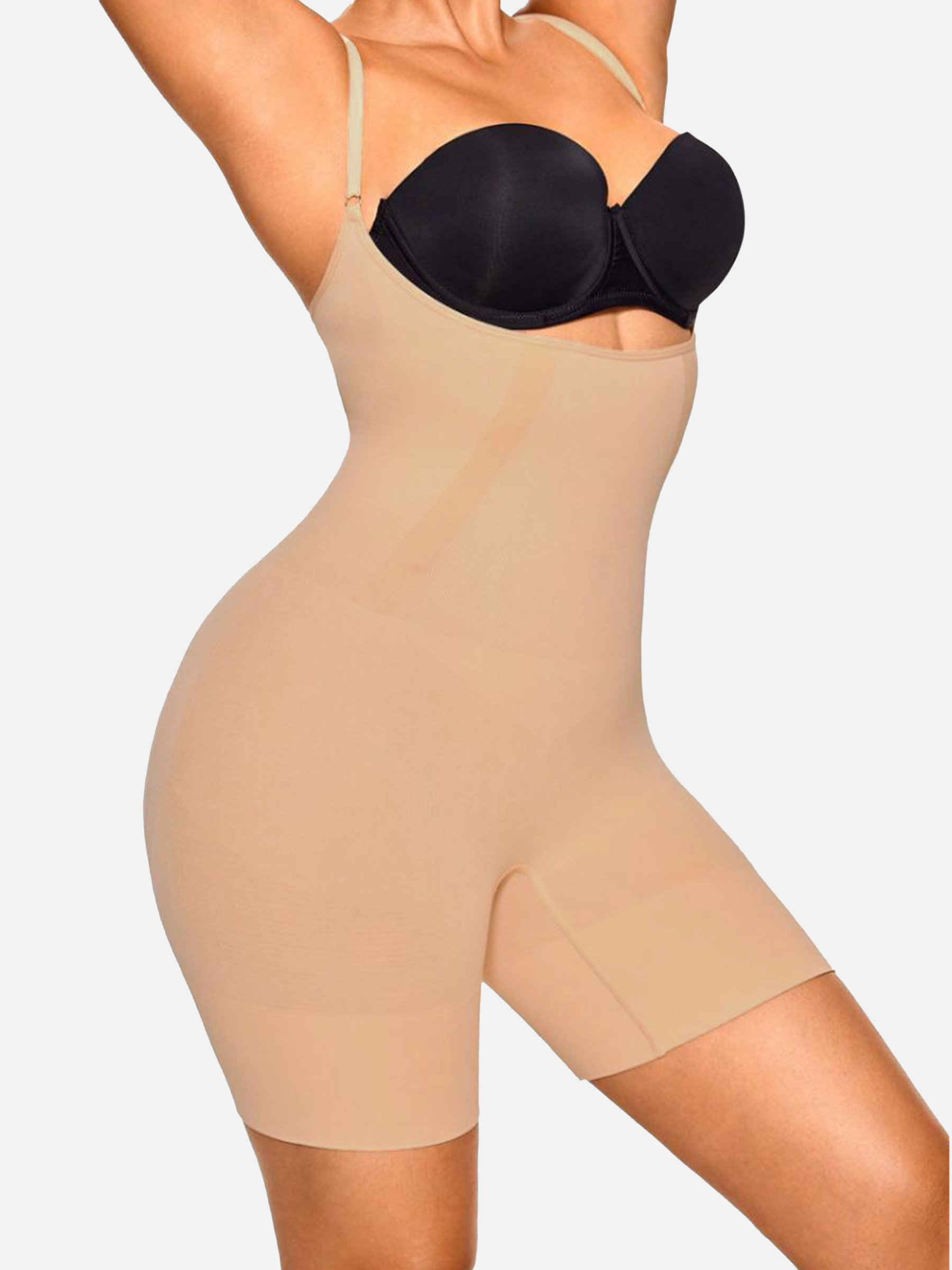 The Open Bust Mid-Thigh Shaping Bodysuit