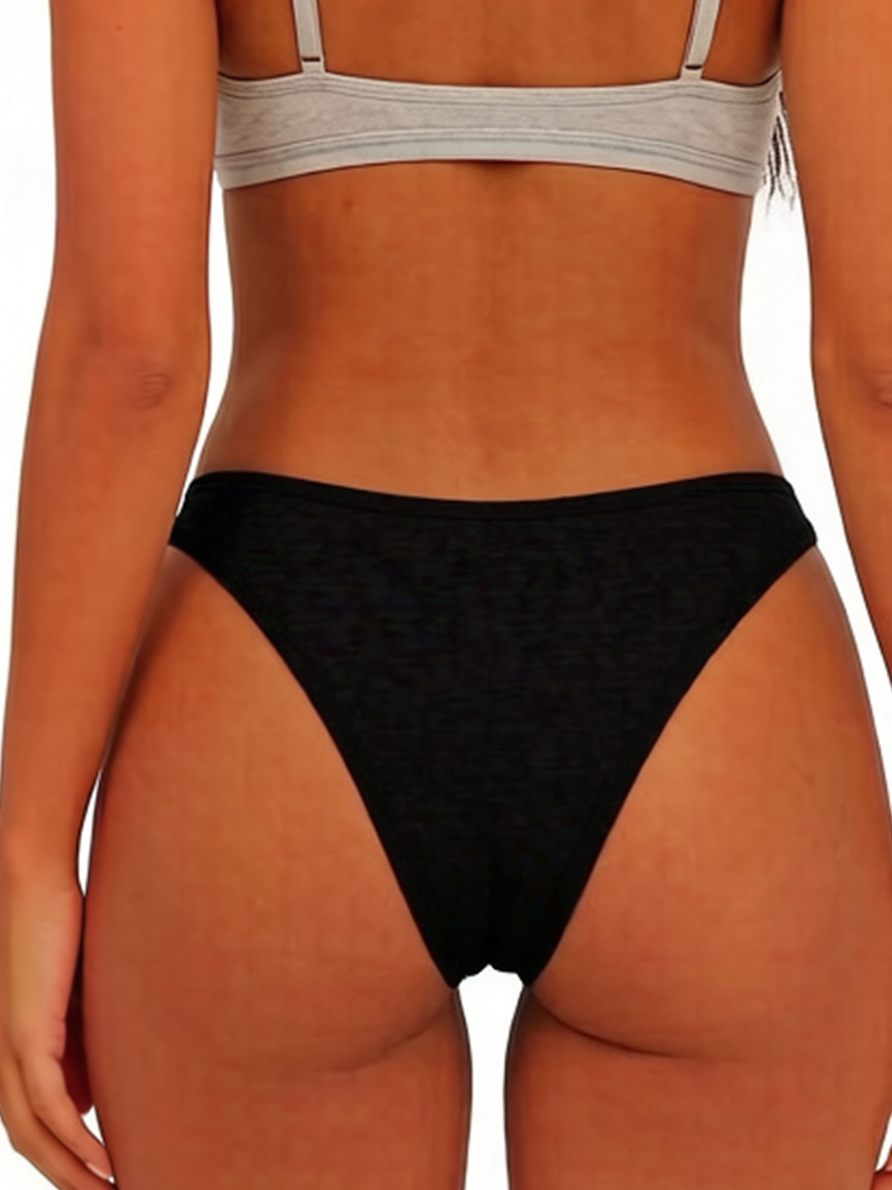 Low Rise Ribbed Cotton Thongs - Soft Breathable High-Cut Underwear