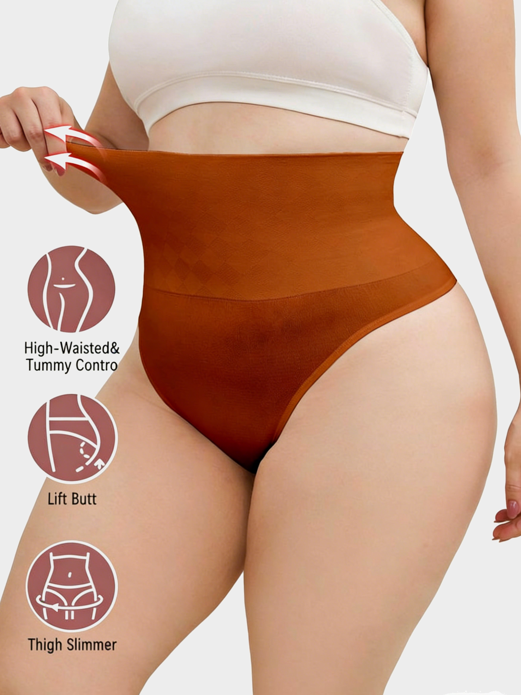 The Plus Size Checkered High-Waist Thong Shaping Panty